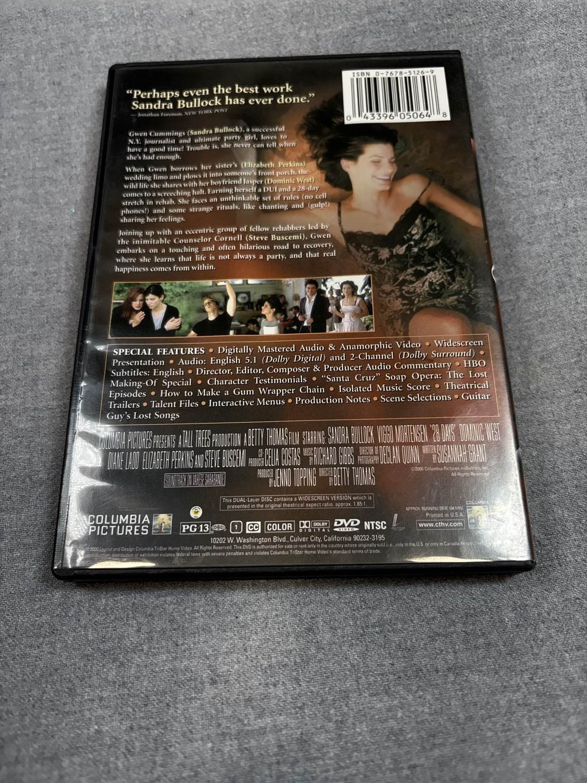 28 Days DVD 2000 Special Edition Bullock Comedy Drama Film - Thumbnail 2
