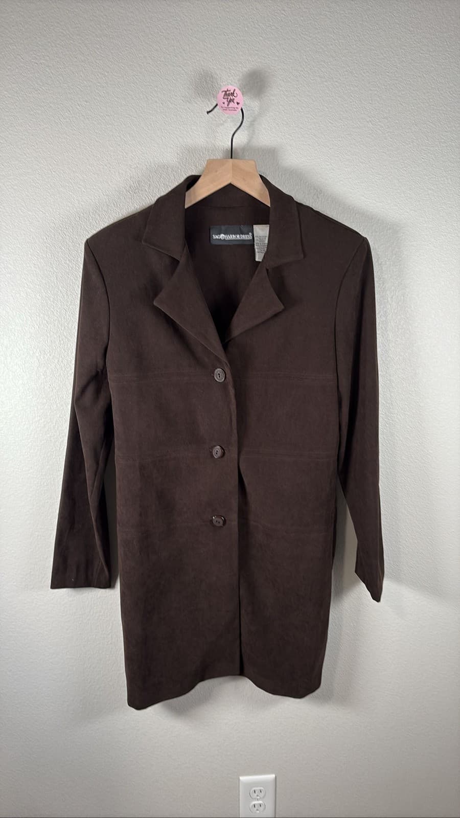 Sag Harbor Dress Women Brown Blazer Jacket Buttons Career Chic Size 8