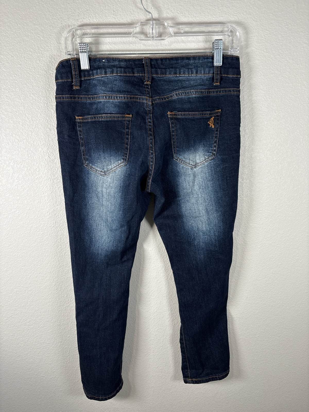 VIP Jeans Womens Skinny Distressed Dark Wash Ripped Stretch Denim Pants 5/6 - Thumbnail 5