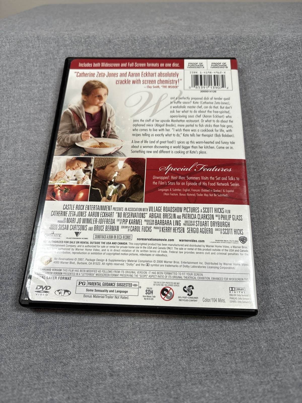 No Reservations DVD Zeta-Jones Eckhart 2007 Film - Thumbnail 2