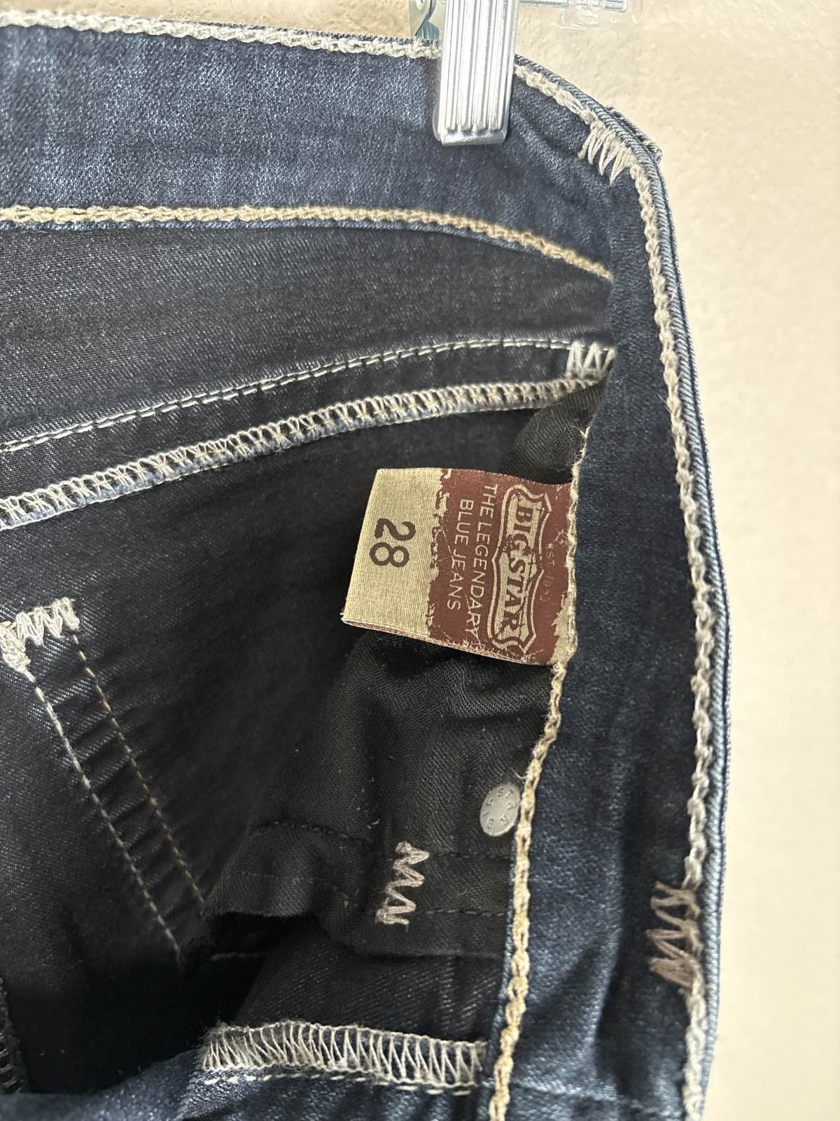 Big Star ALEX Jeans Womens 28 R Dark Wash Bootcut Thick Stitch Stretch Denim - Thumbnail 5