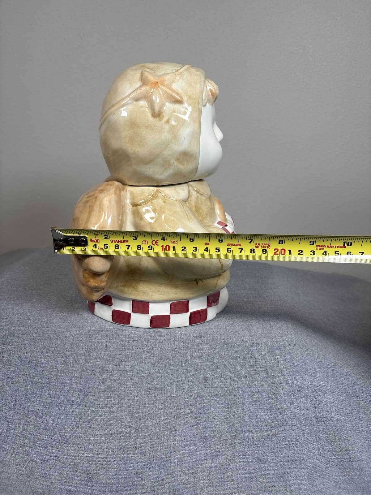 Design Pac Angel Cookie Jar Beige Red Plaid Heart Wings - Thumbnail 10