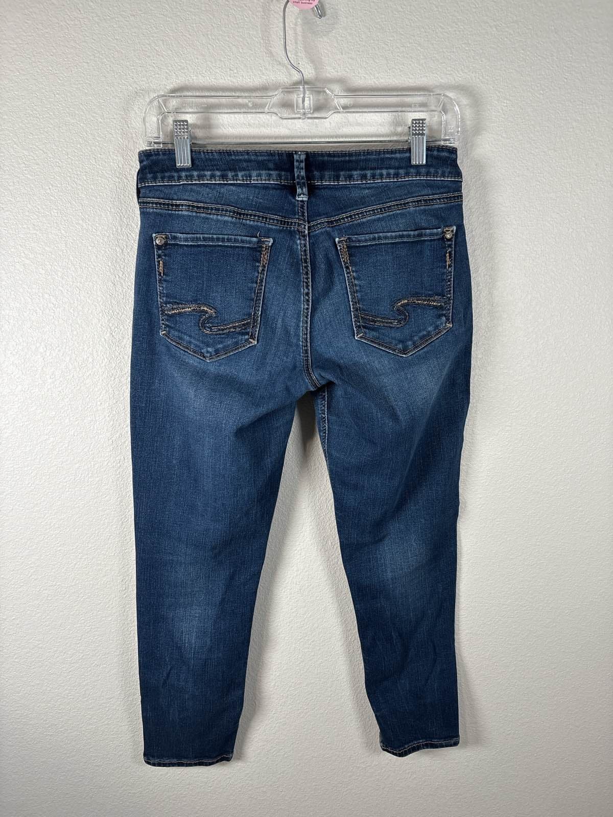 Silver Jeans Suki Skinny Crop Jeans Womens Blue Denim Stretch 28 x 25 - Thumbnail 4