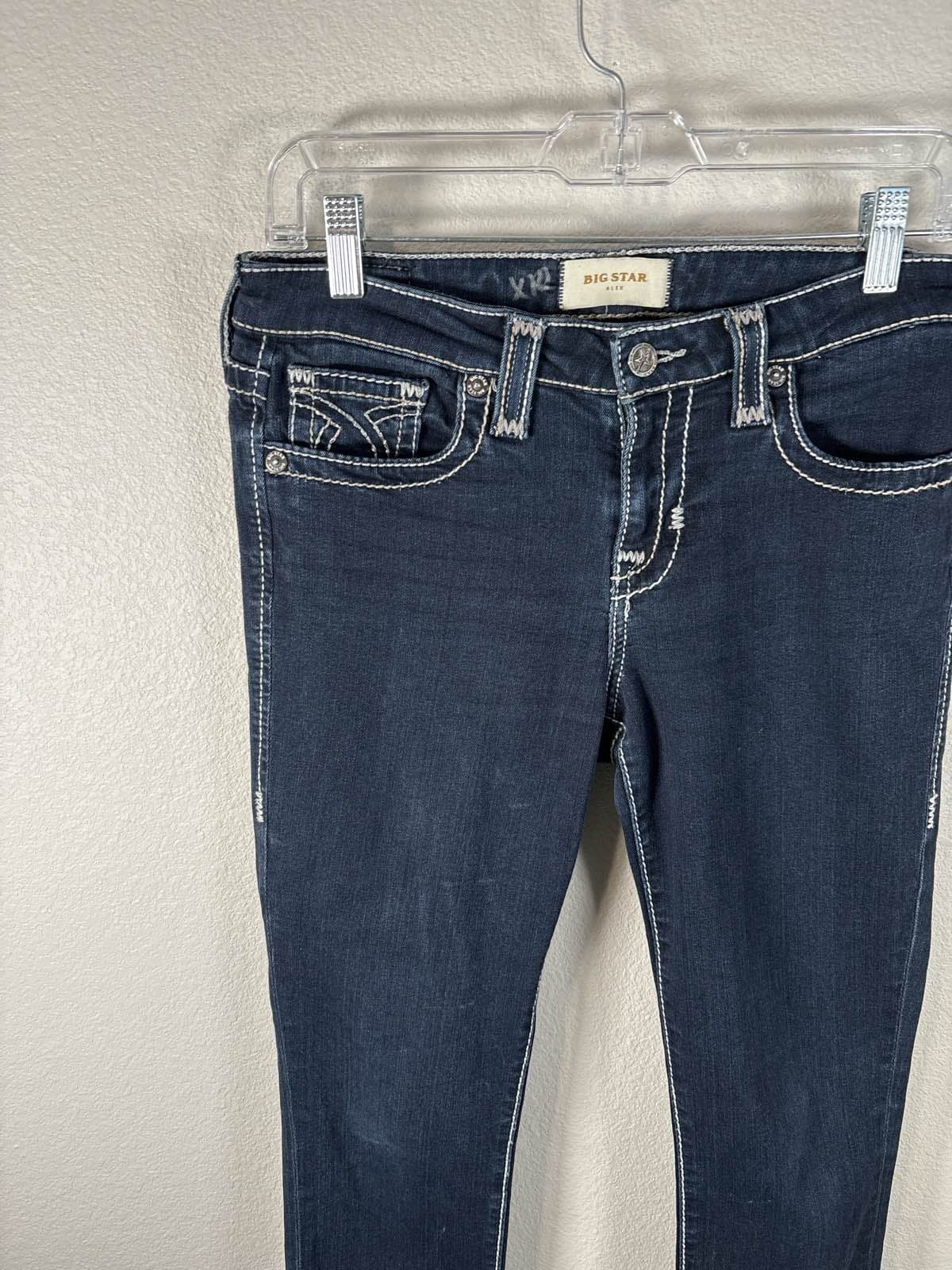 Big Star ALEX Jeans Womens 28 R Dark Wash Bootcut Thick Stitch Stretch Denim - Thumbnail 2