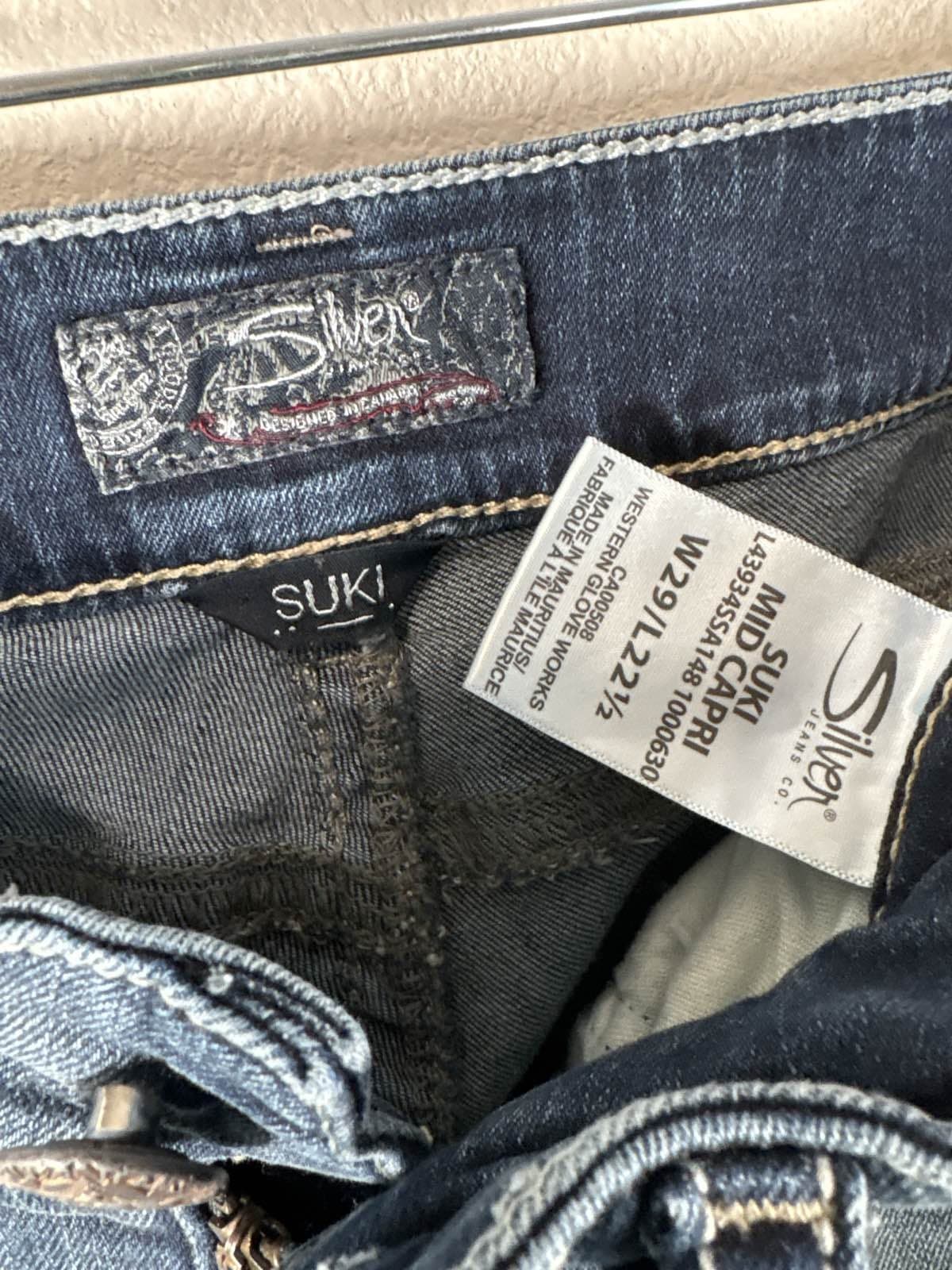 Silver Jeans Suki Mid Capri W29/L22.5 Blue Stretch Denim Fluid Super Stretch - Thumbnail 4