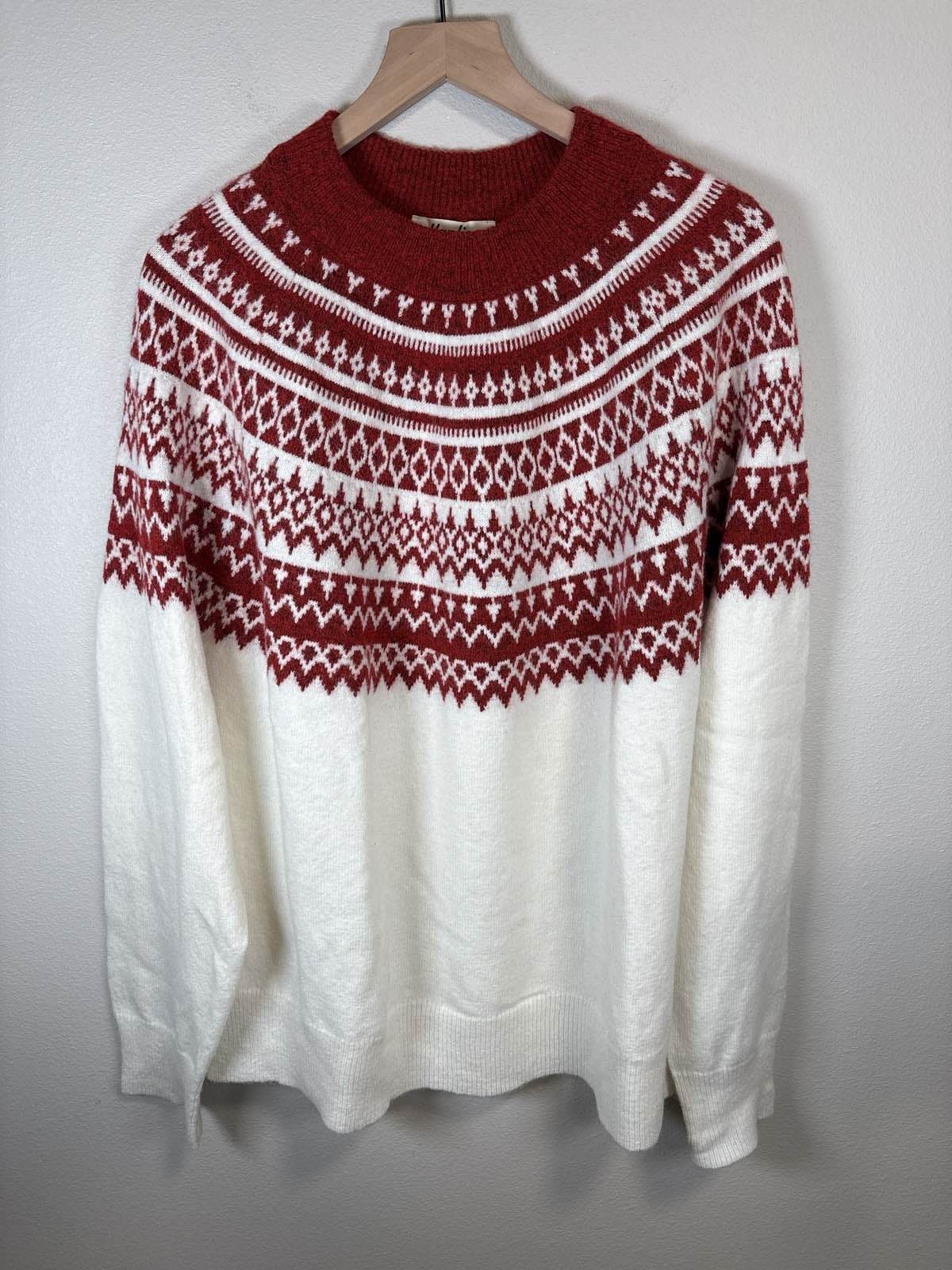 Haptics Holly Harper Red White Fair Isle Knit Pullover 1X