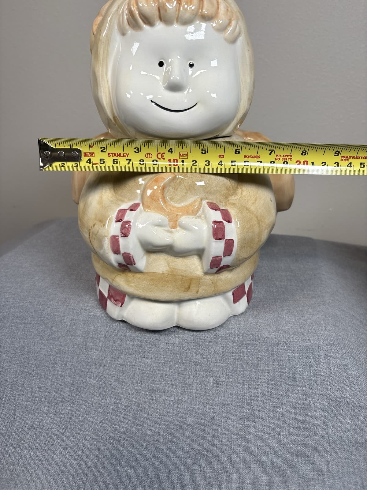Design Pac Angel Cookie Jar Beige Red Plaid Heart Wings - Thumbnail 9