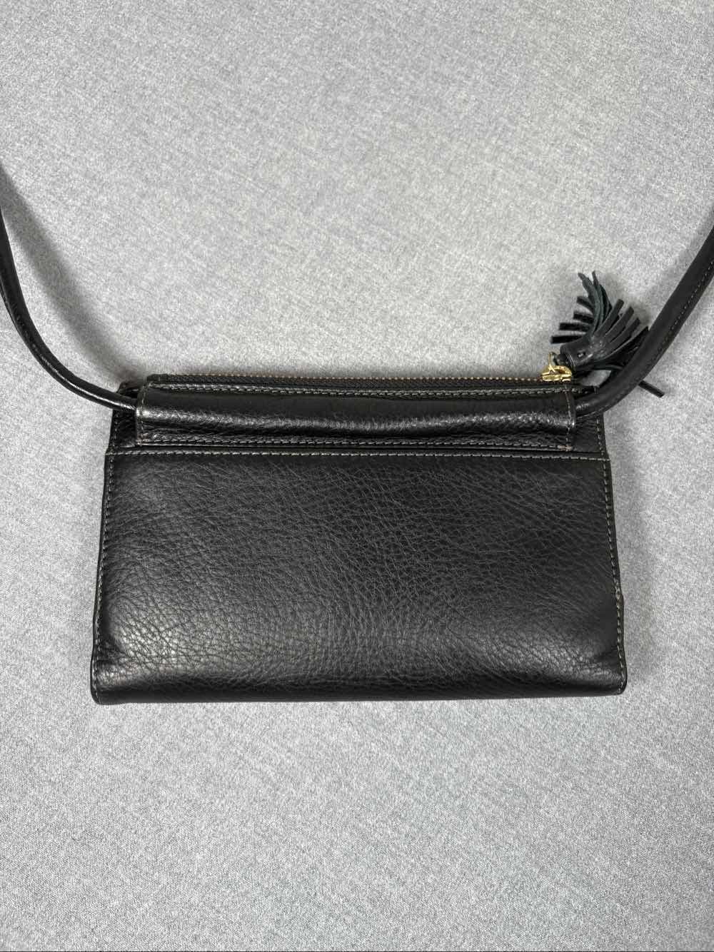 Fossil Sophia Black Pebbled Leather Braided Flap Crossbody Wallet Bag Purse - Thumbnail 2