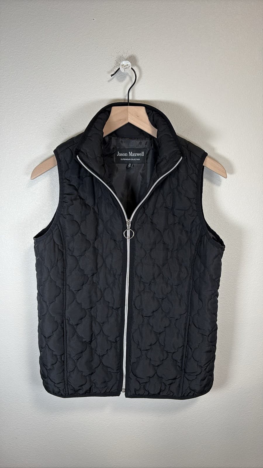 Jason Maxwell Women's Black Quilted Vest Full Zip Sleeveless S