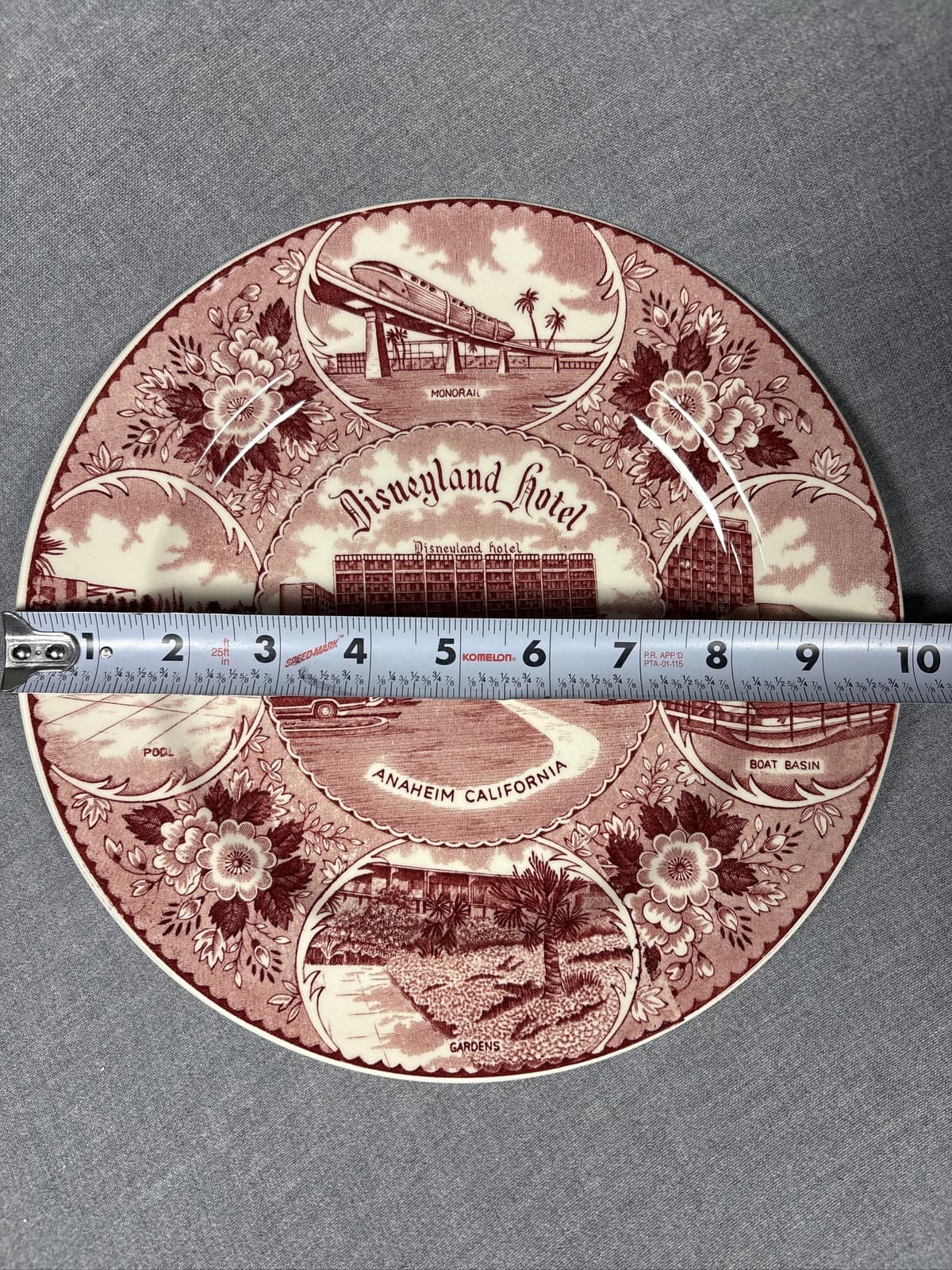 Vintage Disneyland Hotel Staffordshire Ware Souvenir Plate Anaheim California - Thumbnail 4