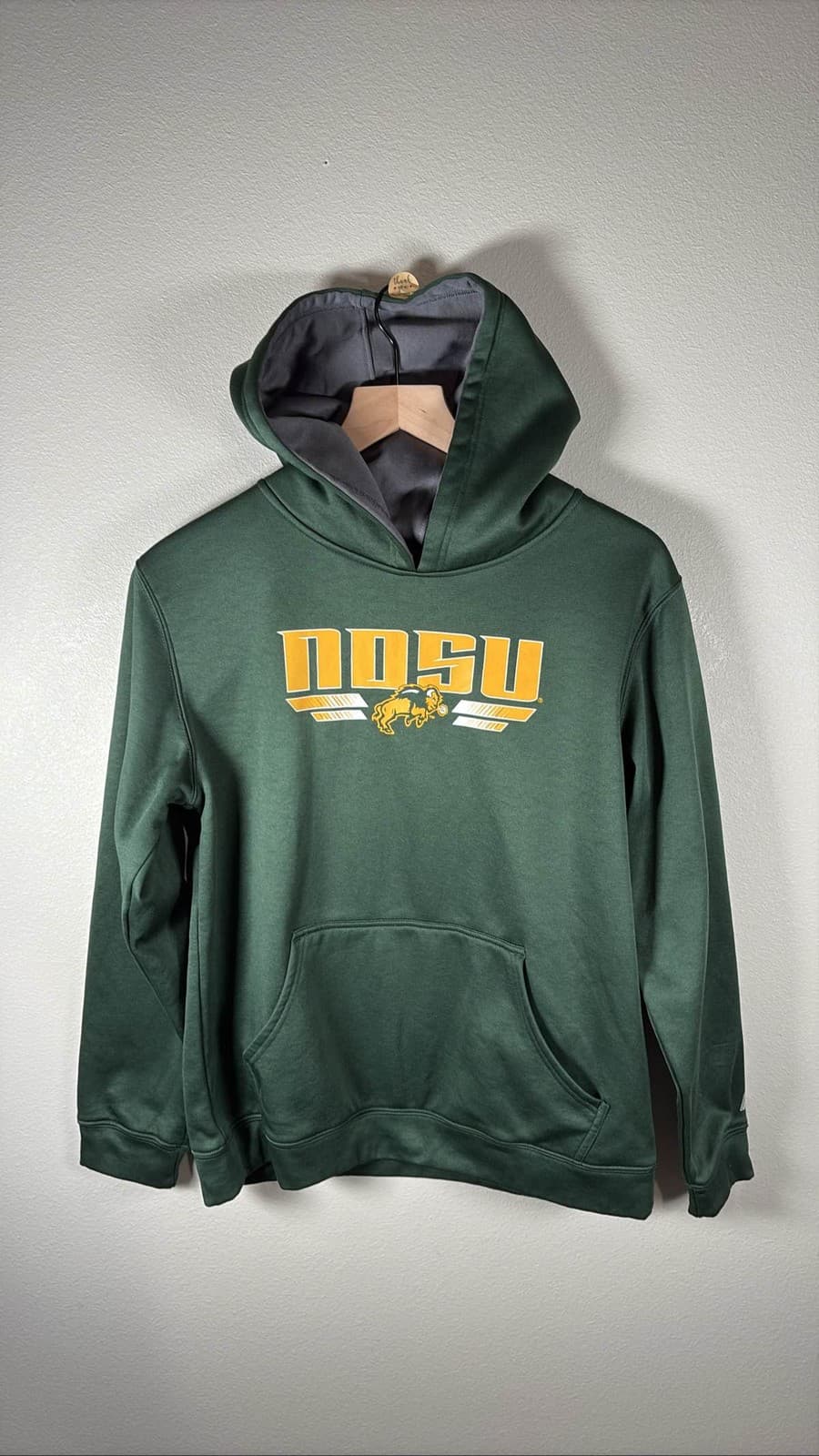NDSU Bison Hoodie Sweatshirt Green Pullover Youth XL Russell Polyester