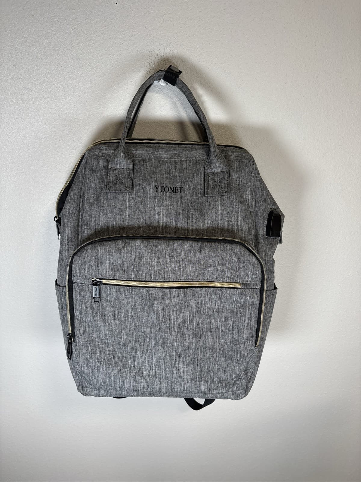 YTONET Laptop Backpack USB Charging Port Travel School Bag Gray