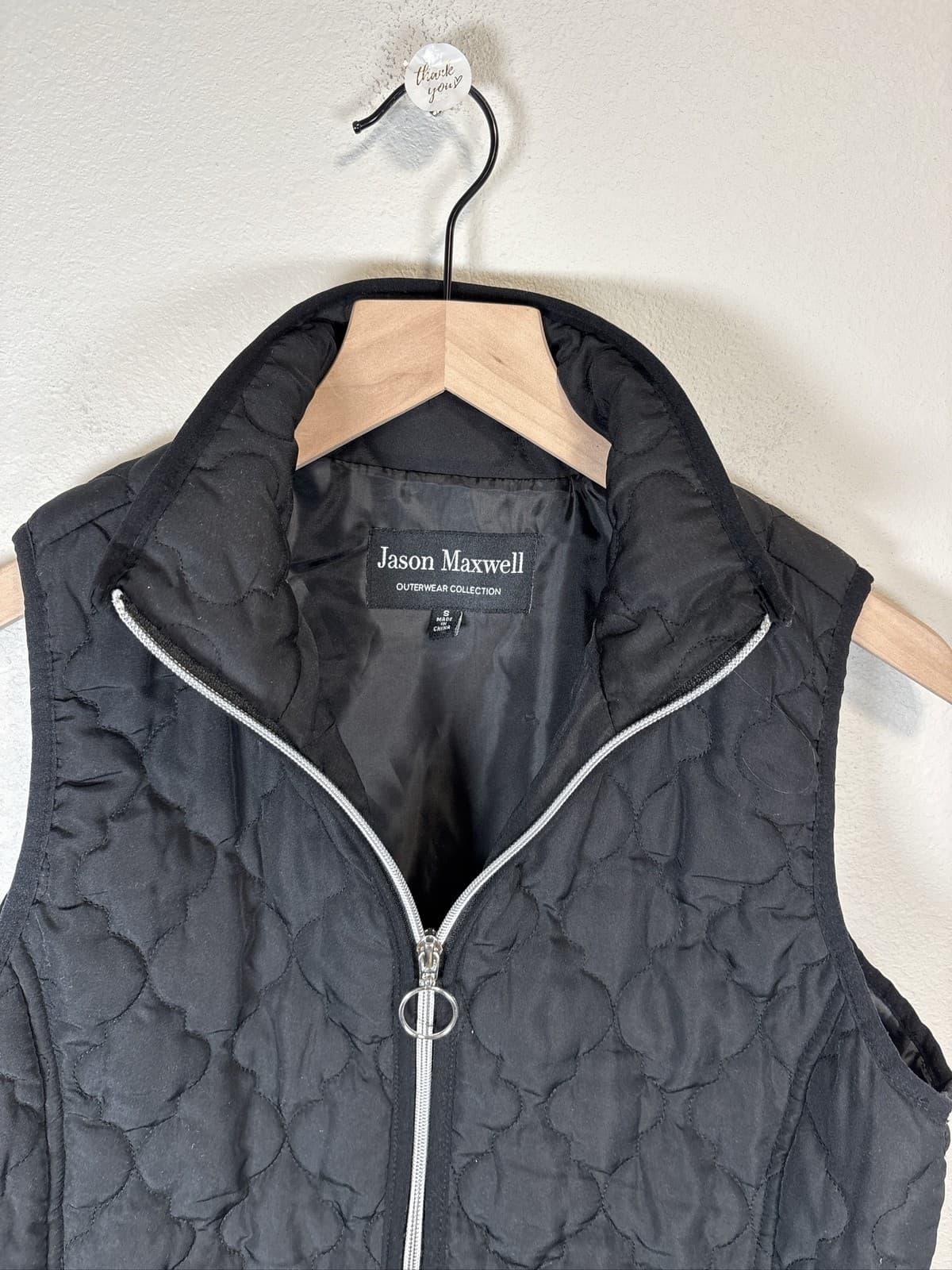 Jason Maxwell Women's Black Quilted Vest Full Zip Sleeveless S - Thumbnail 2