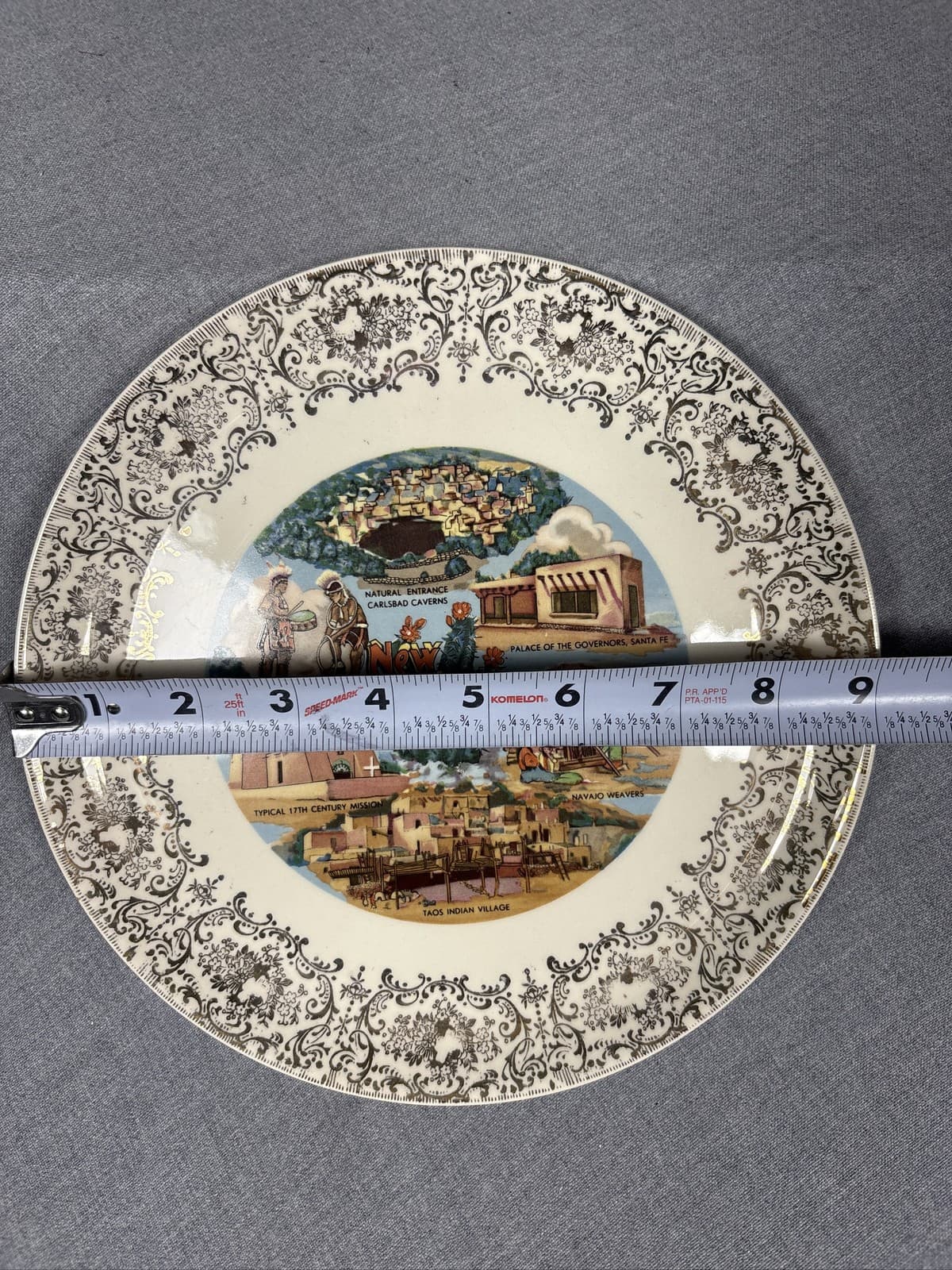 Vintage New Mexico Souvenir Collector Plate Landmarks Gold Trim Decorative - Thumbnail 3