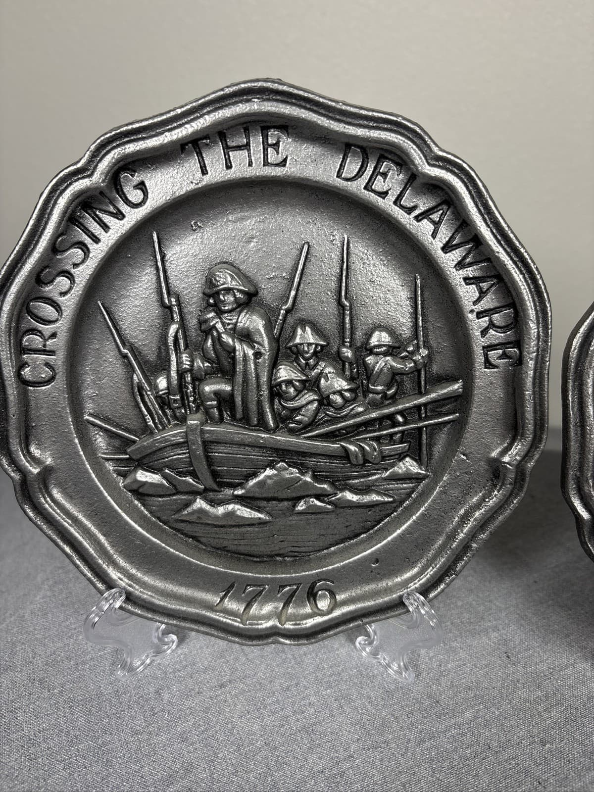 Vintage Set of 4 Sexton Pewter Plates Great Moments in American History 7 inch - Thumbnail 5