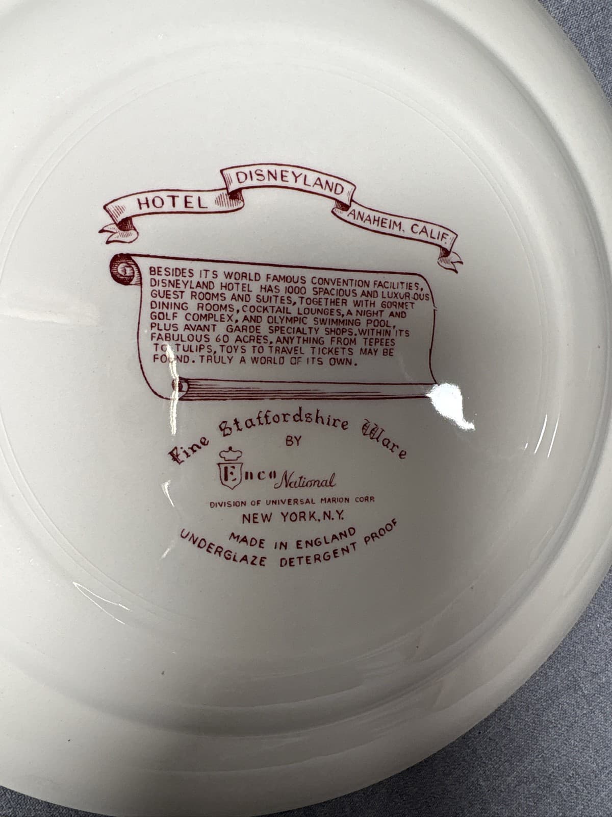 Vintage Disneyland Hotel Staffordshire Ware Souvenir Plate Anaheim California - Thumbnail 3