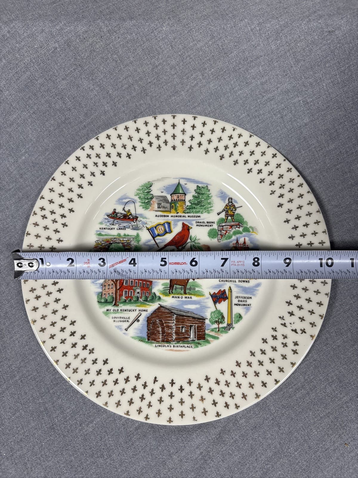Kentucky State Souvenir Collector Plate Landmarks Gold Trim Decor - Thumbnail 4