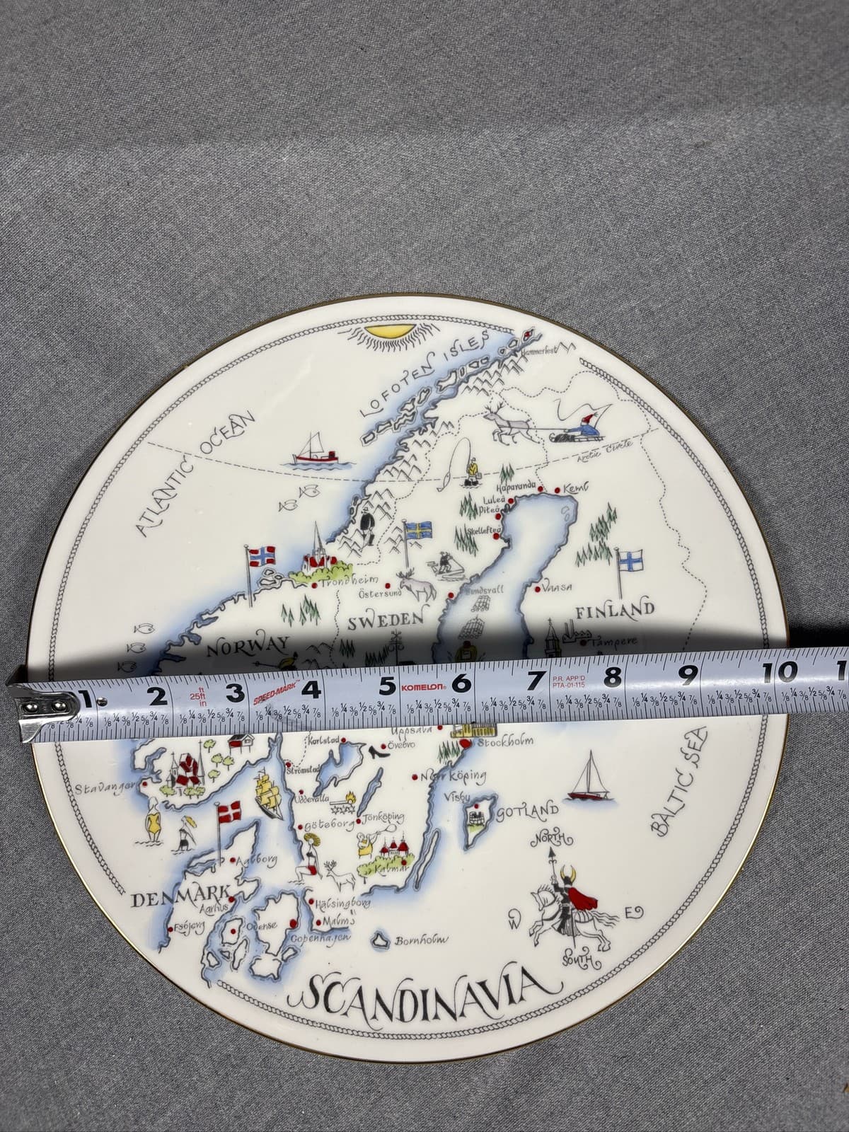 Royal Tuscan Scandinavia Map Fine Bone China Plate Made In England - Thumbnail 4