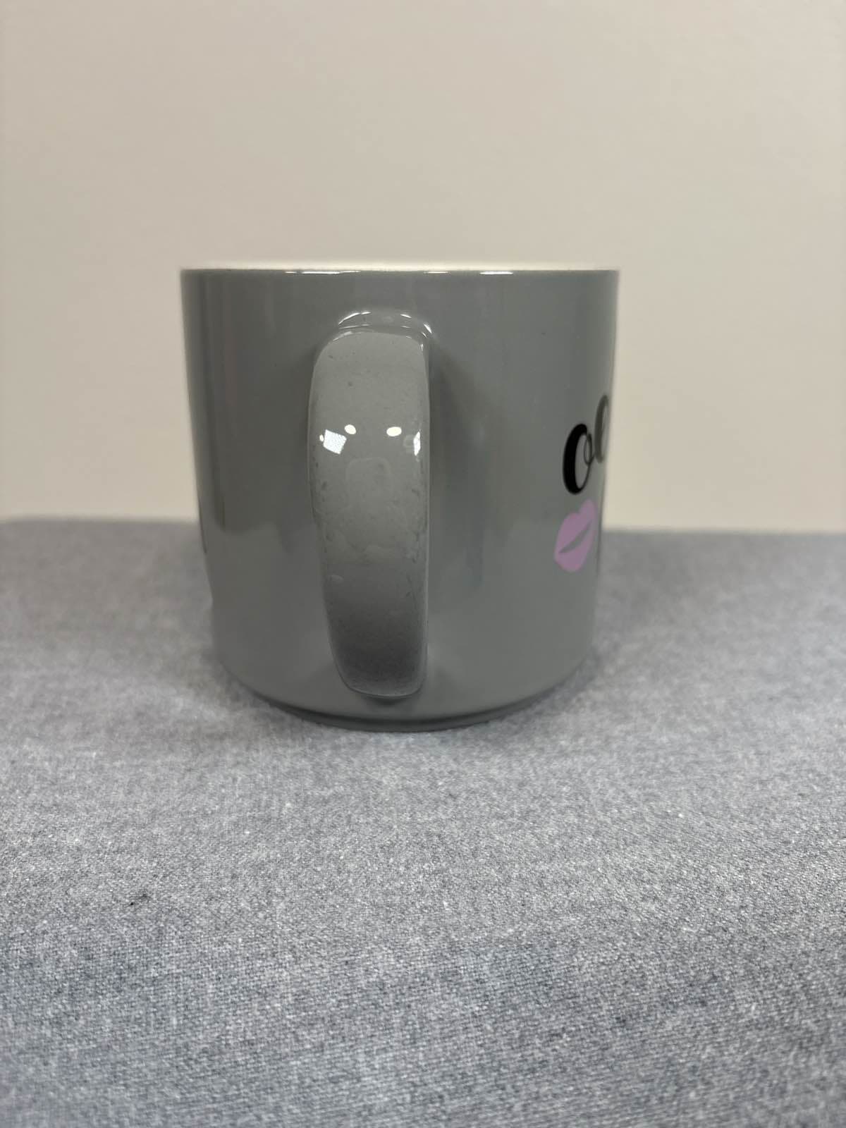 Threshold Ooh La La Gray Coffee Mug Cup Script Lips - Thumbnail 2