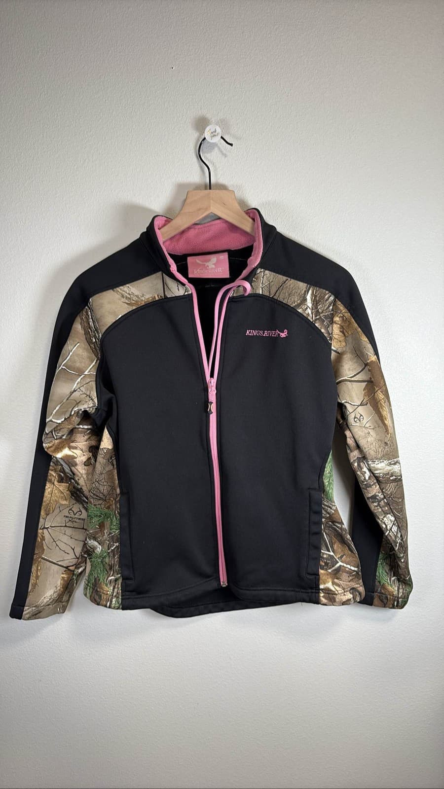 Kings River Womens Black Pink Camo Soft Shell Jacket M