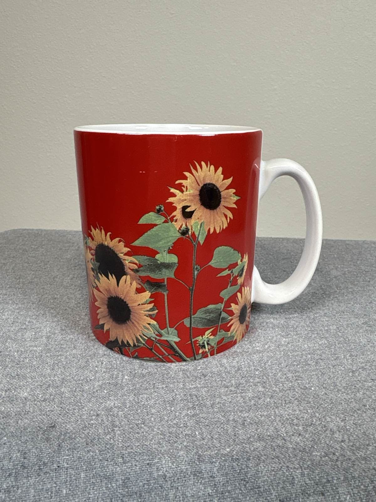 Red Sunflower Floral Coffee Mug Cup 11 oz Ceramic Drinkware - Thumbnail 3