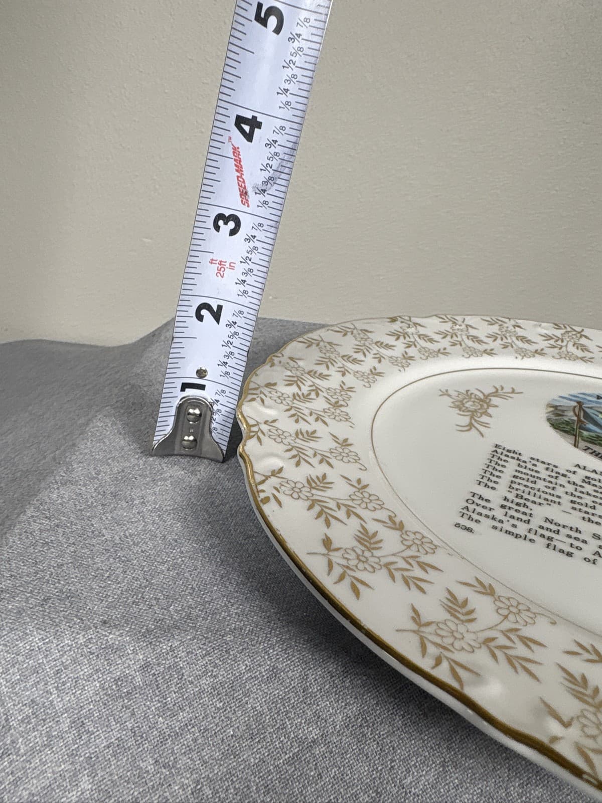 Vintage Alaska The 49th State Souvenir Decorative Plate Gold Trim Poem - Thumbnail 4