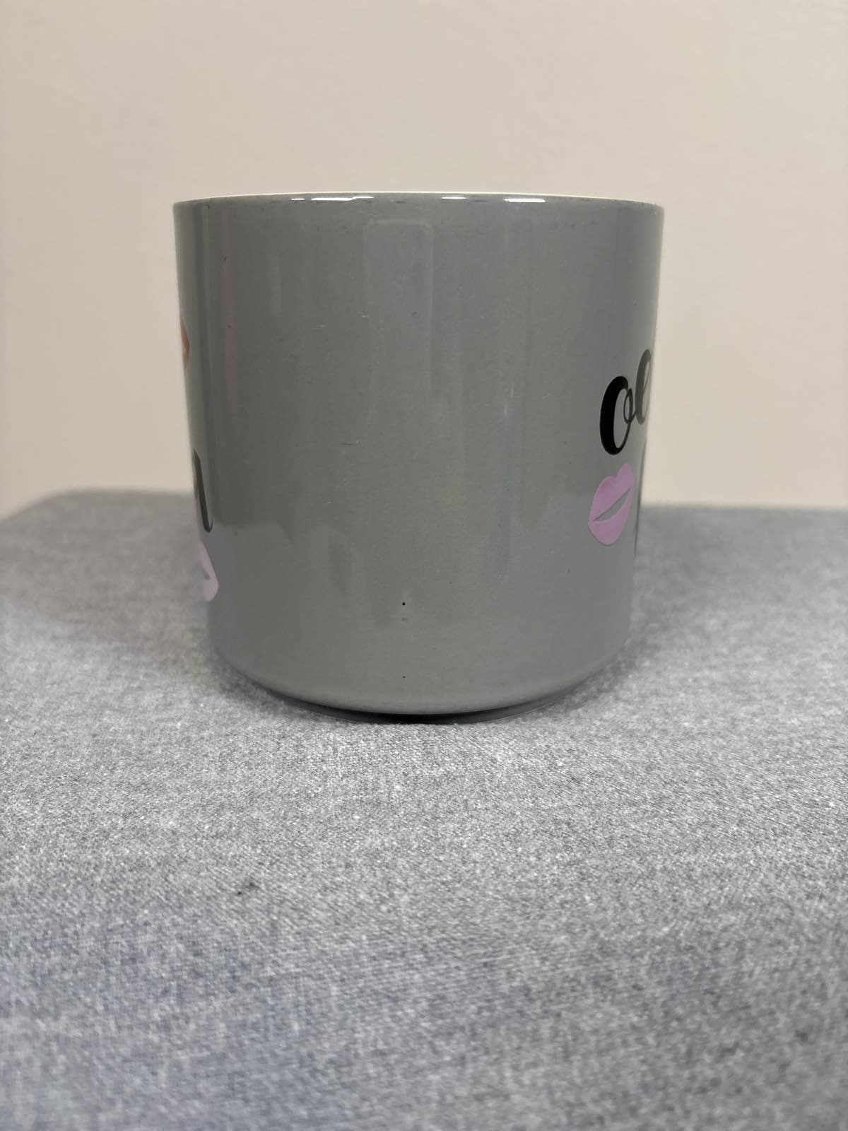Threshold Ooh La La Gray Coffee Mug Cup Script Lips - Thumbnail 4