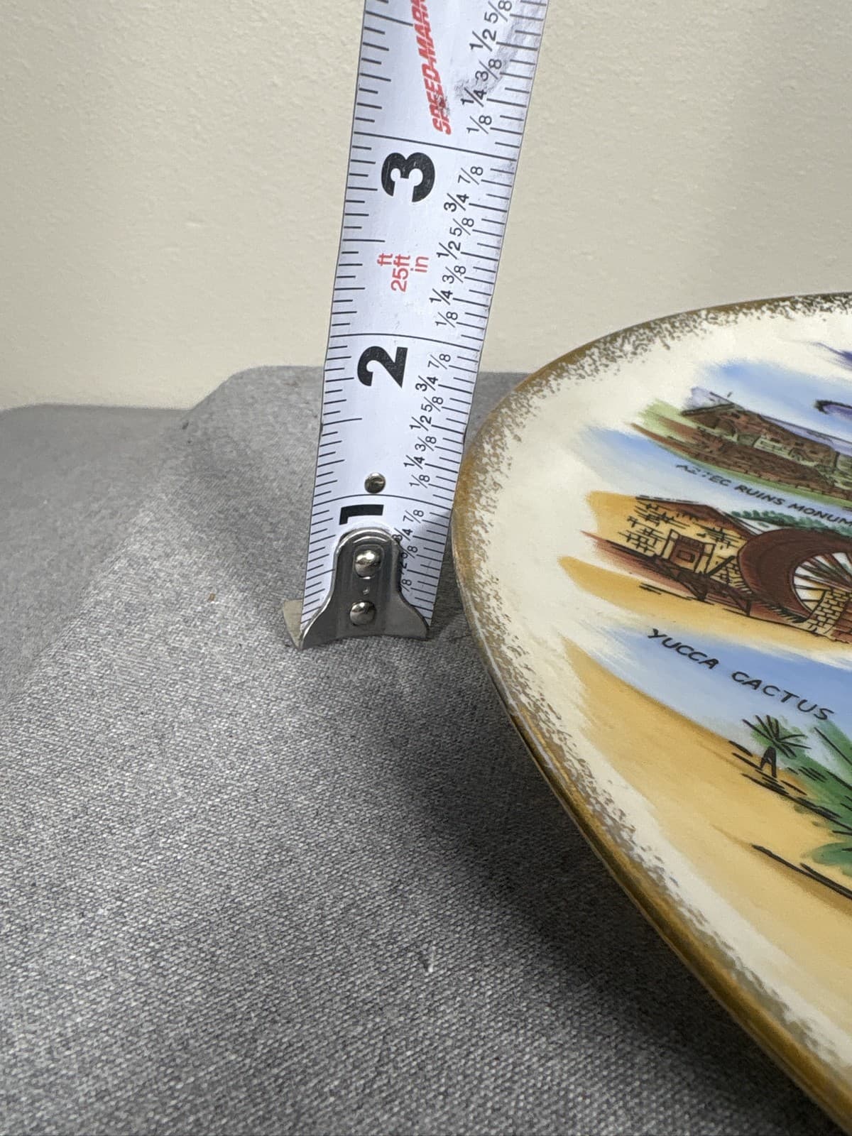 Vintage New Mexico Souvenir Plate Landmarks Gold Trim Decorative Ceramic Dish - Thumbnail 5
