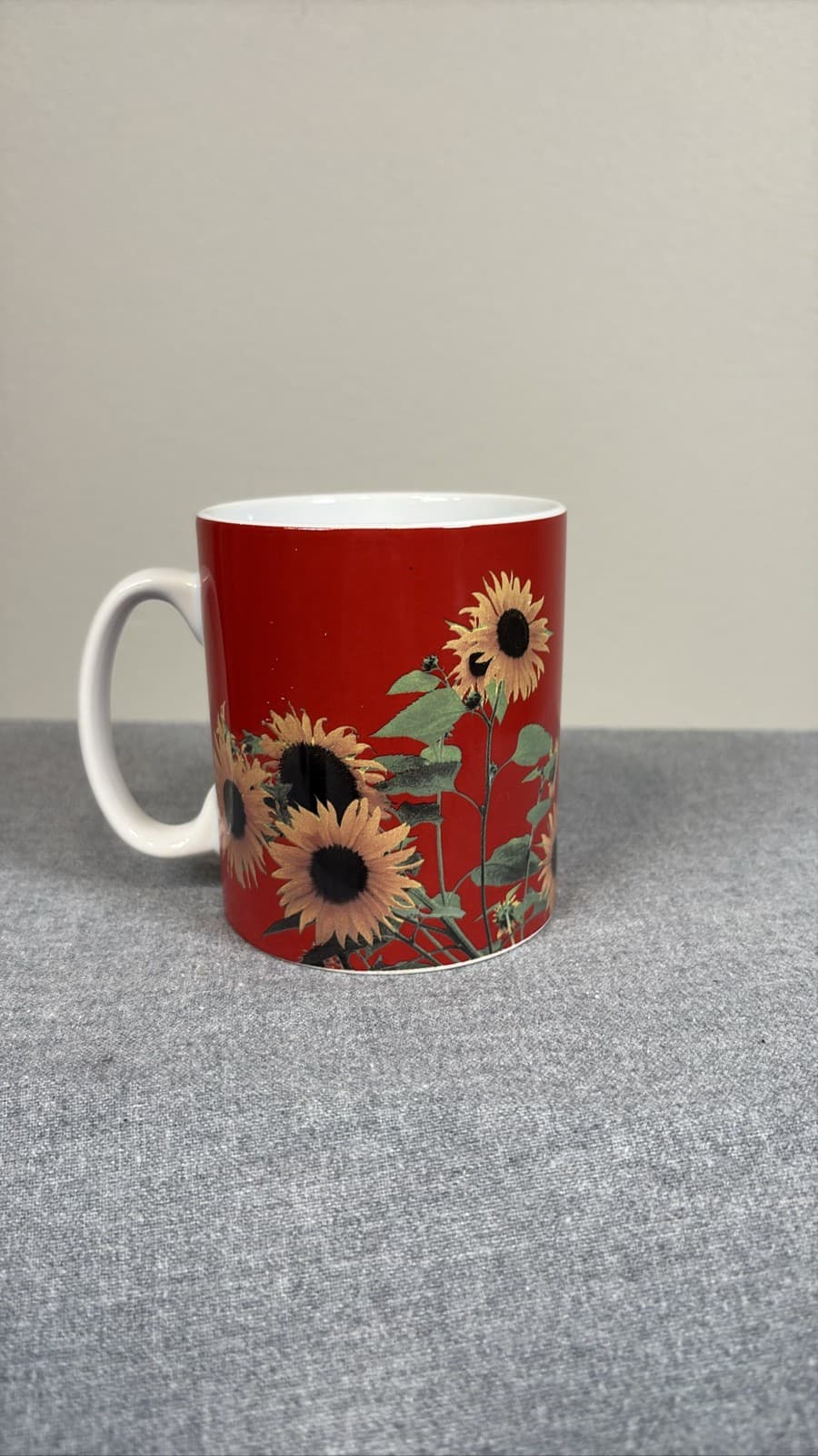 Red Sunflower Floral Coffee Mug Cup 11 oz Ceramic Drinkware