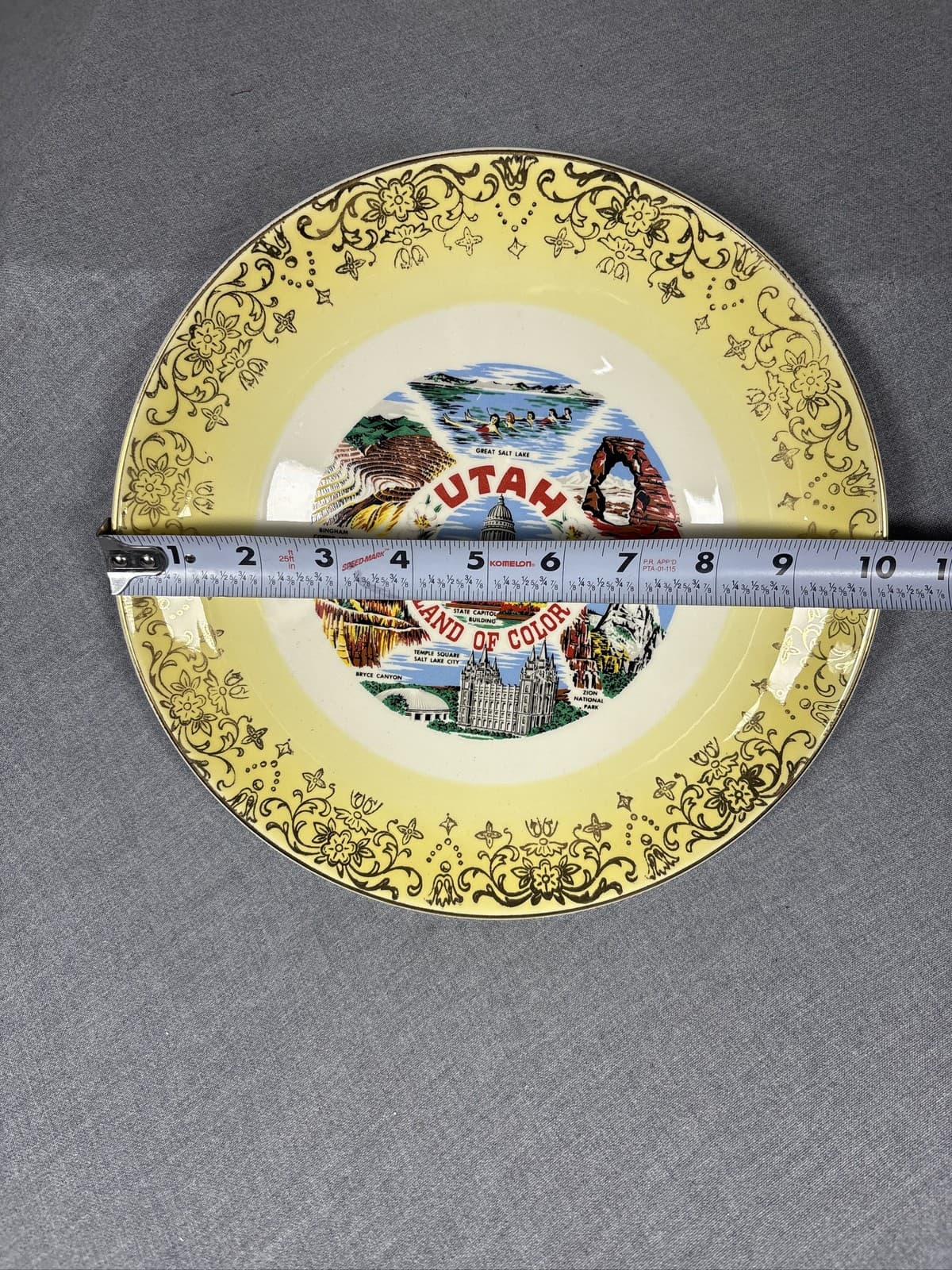 Vintage Utah Land of Color Souvenir Plate Bryce Canyon Temple Gold Filigree - Thumbnail 3