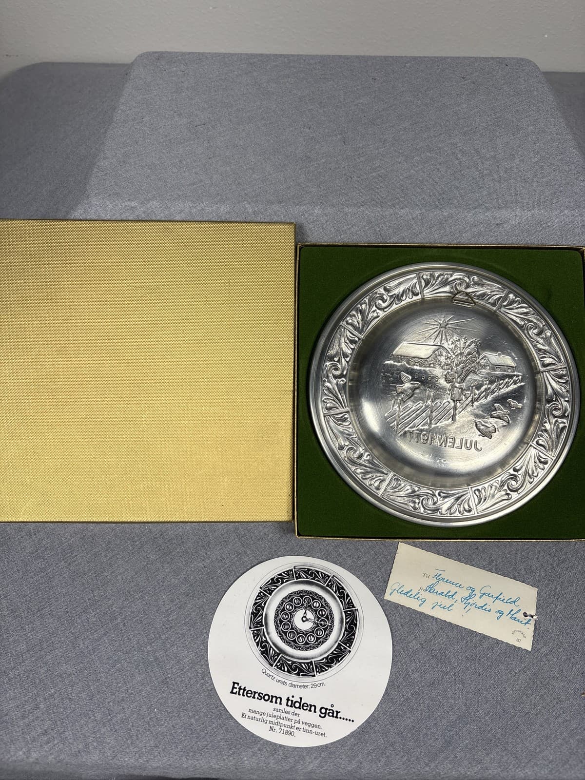 Vintage Astri Holthe Norway Pewter Christmas Plate Julen 1977 Signed Numbered - Thumbnail 3