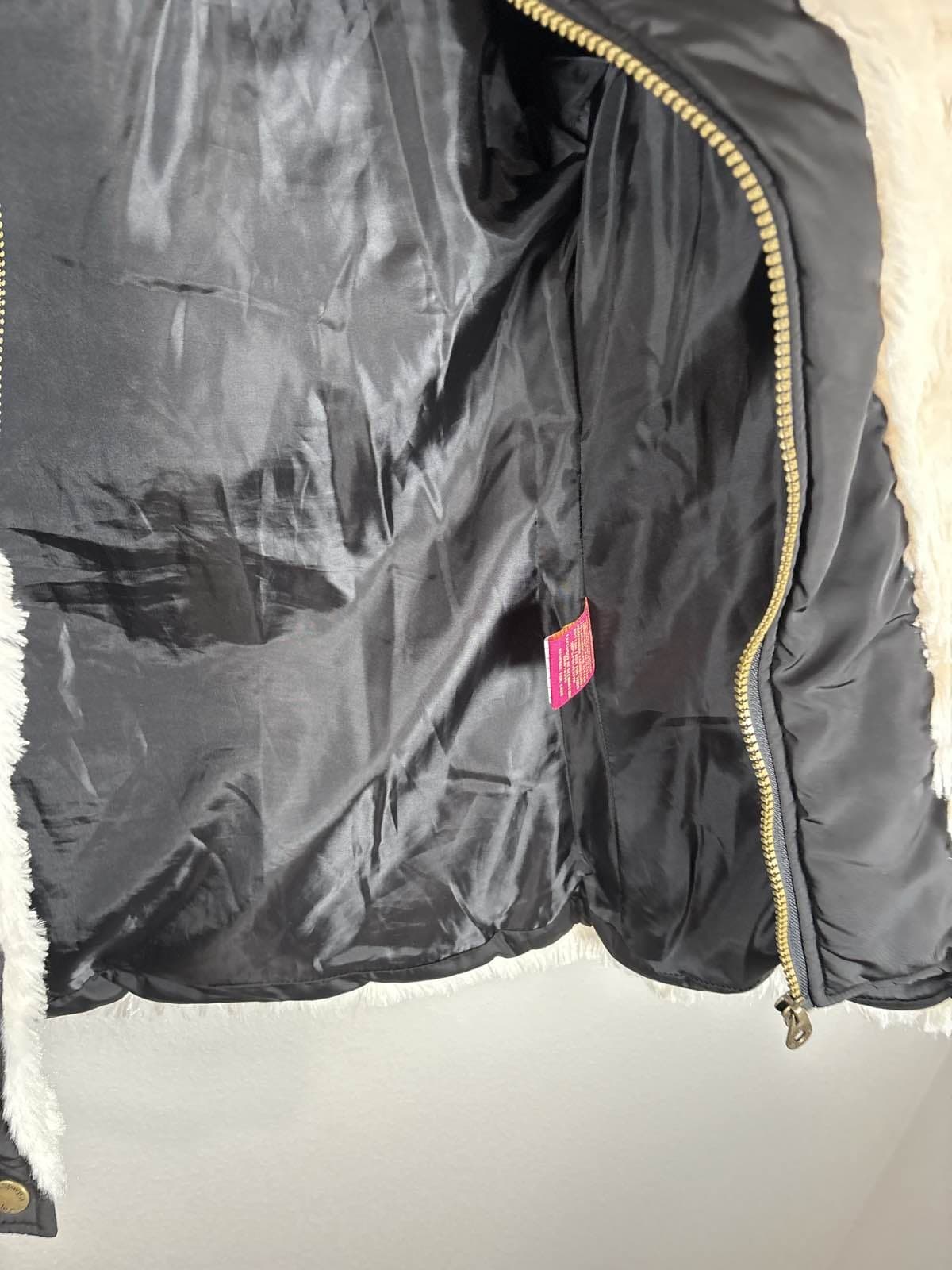 Catherine Malandrino Girls Black Puffer Sherpa Lined Winter Jacket Coat - Thumbnail 6