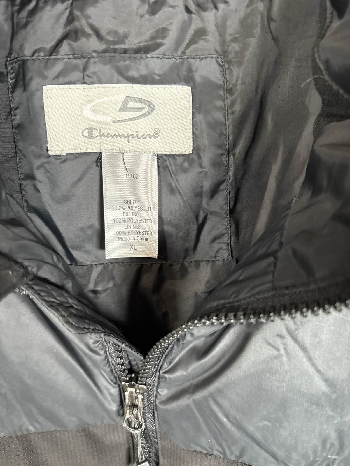 Champion Mens XL Black Puffer Jacket Full Zip Quilted Winter Coat - Thumbnail 2