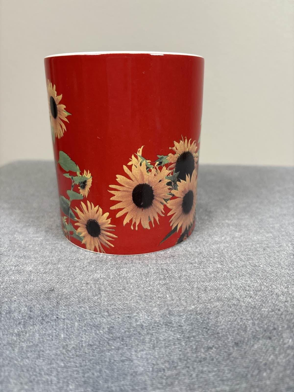Red Sunflower Floral Coffee Mug Cup 11 oz Ceramic Drinkware - Thumbnail 4