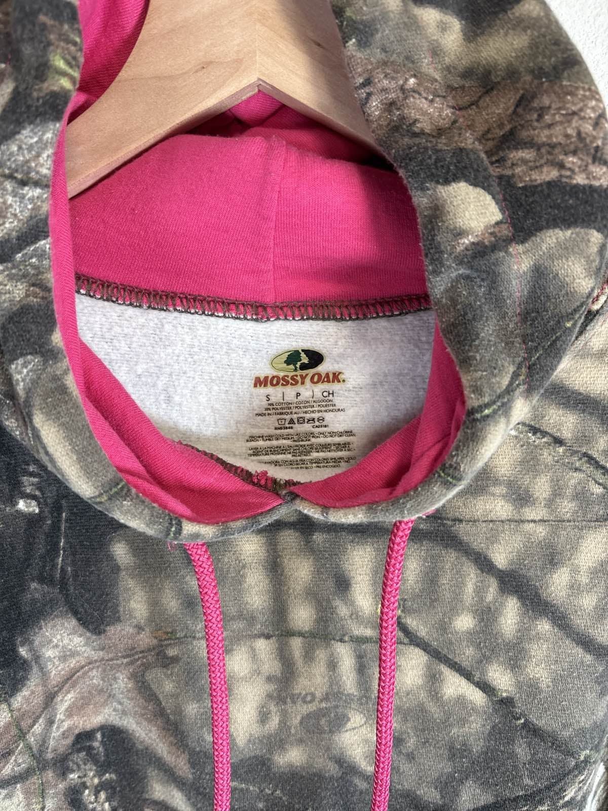 Mossy Oak Women's Pink Camo Hoodie Sweatshirt Hunting M - Thumbnail 2