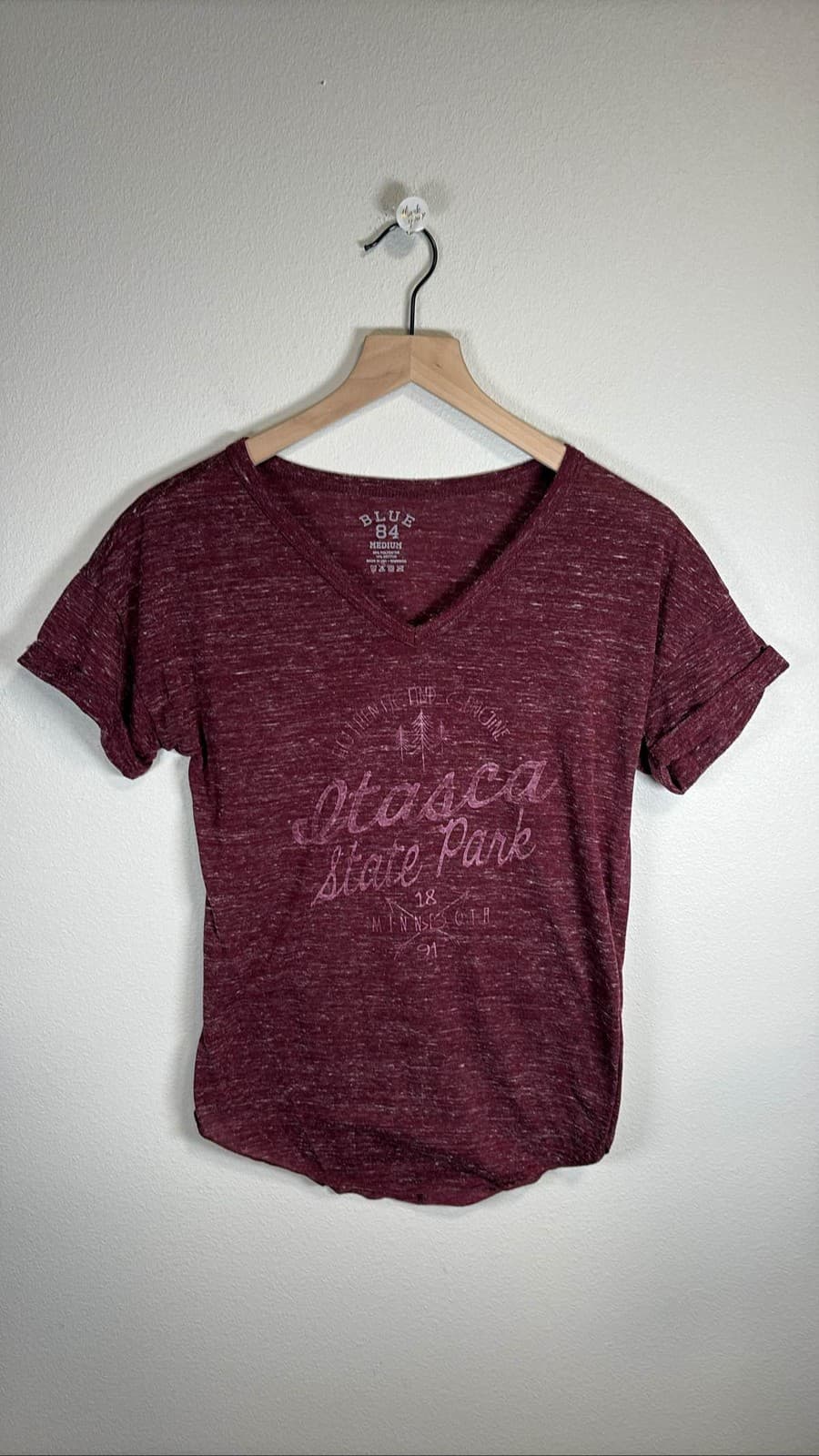 Blue 84 Itasca State Park Short Sleeve V-Neck Tee Shirt Medium MN