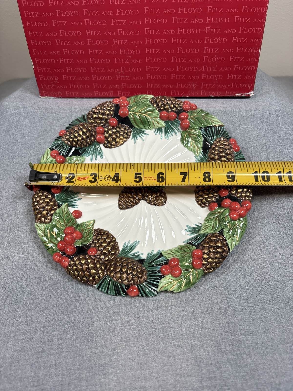 Fitz and Floyd Holiday Pine Canape Plate 19/1423 - Thumbnail 3