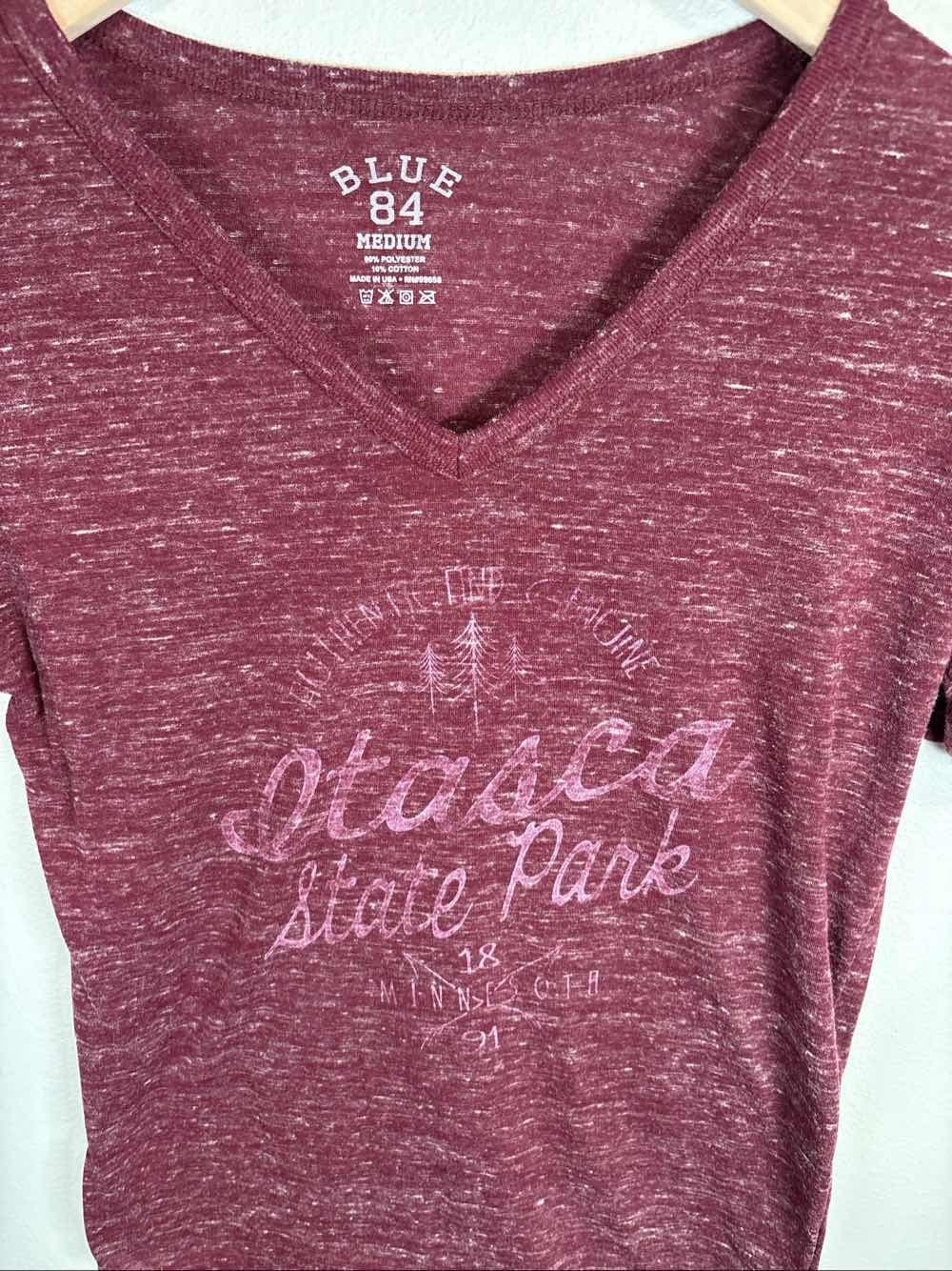 Blue 84 Itasca State Park Short Sleeve V-Neck Tee Shirt Medium MN - Thumbnail 2