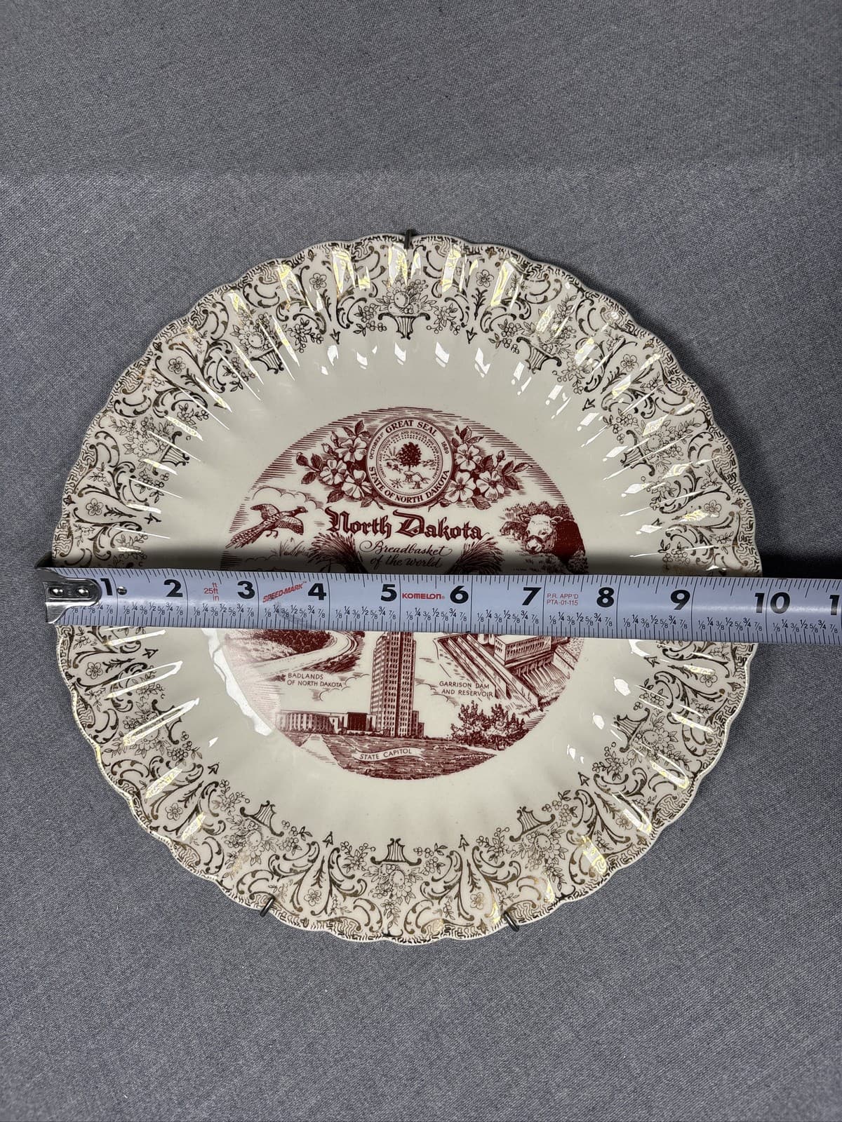 Vintage North Dakota Souvenir Plate Breadbasket of the World State Seal - Thumbnail 3