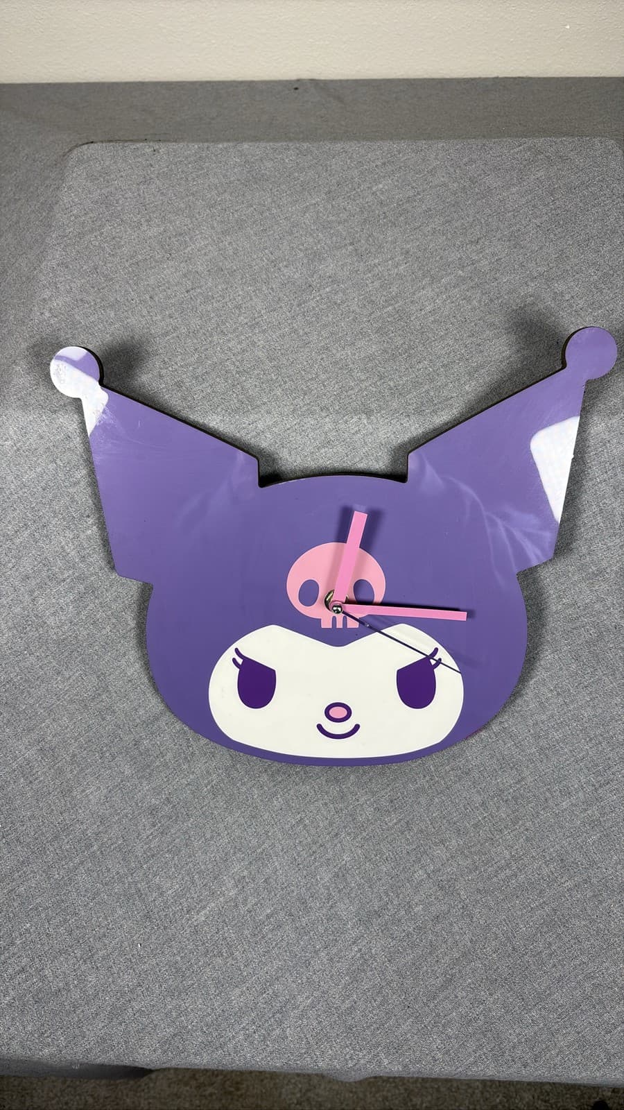 Sanrio Kuromi Die-Cut Purple Wooden Wall Clock Kawaii Room Decor