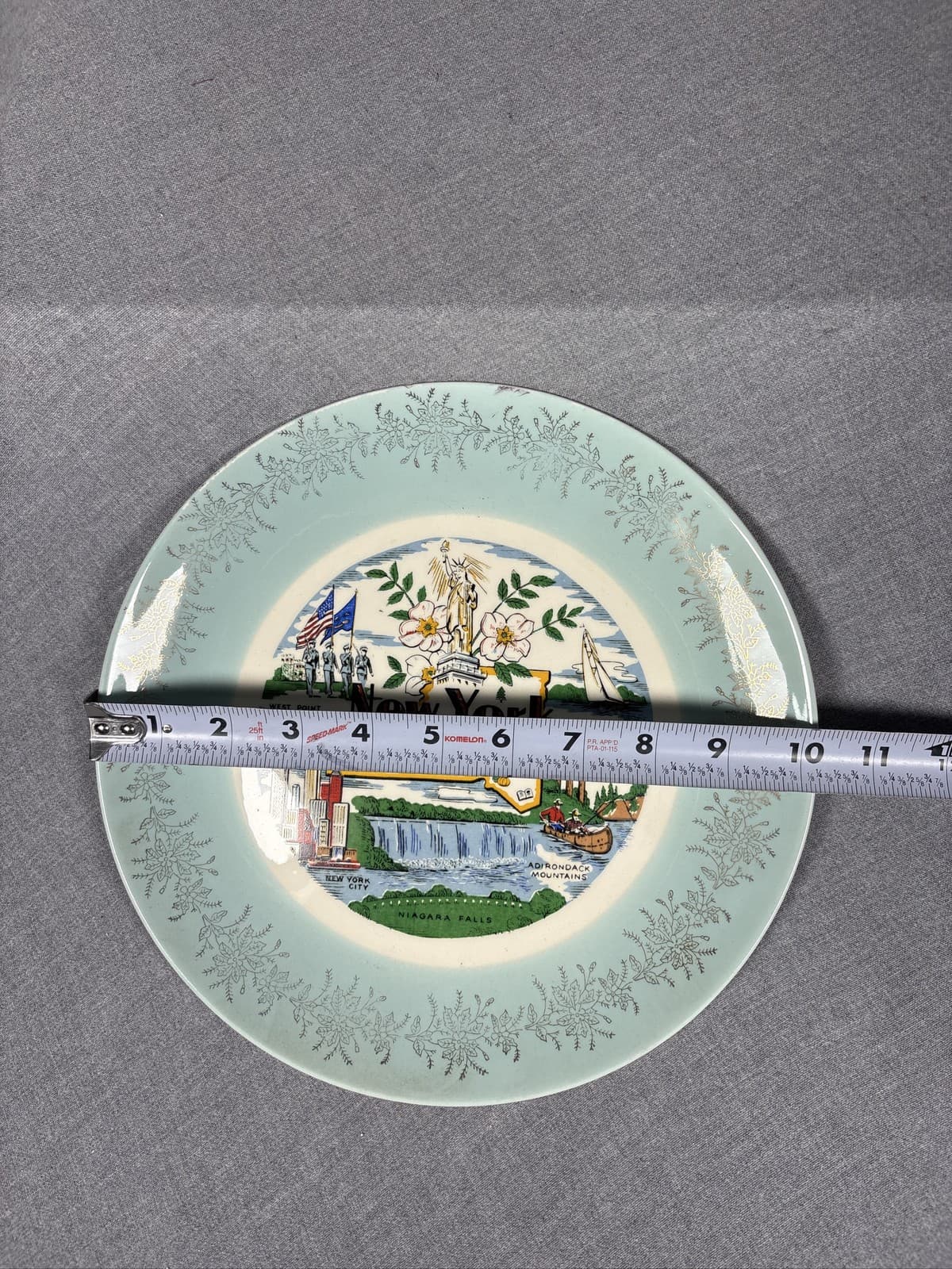 Vintage New York State Souvenir Plate Empire State Landmarks Gold Trim - Thumbnail 3