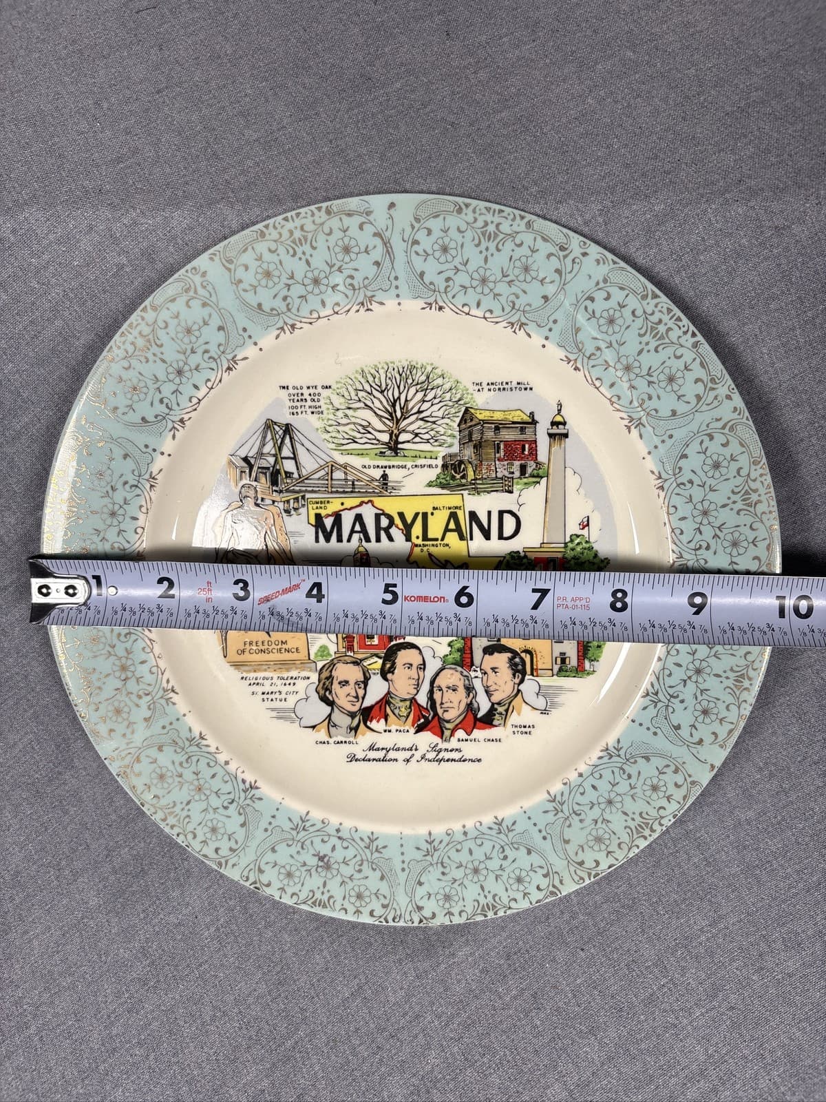 Vintage Maryland State Souvenir Collector Plate Landmarks Signers Declaration - Thumbnail 3