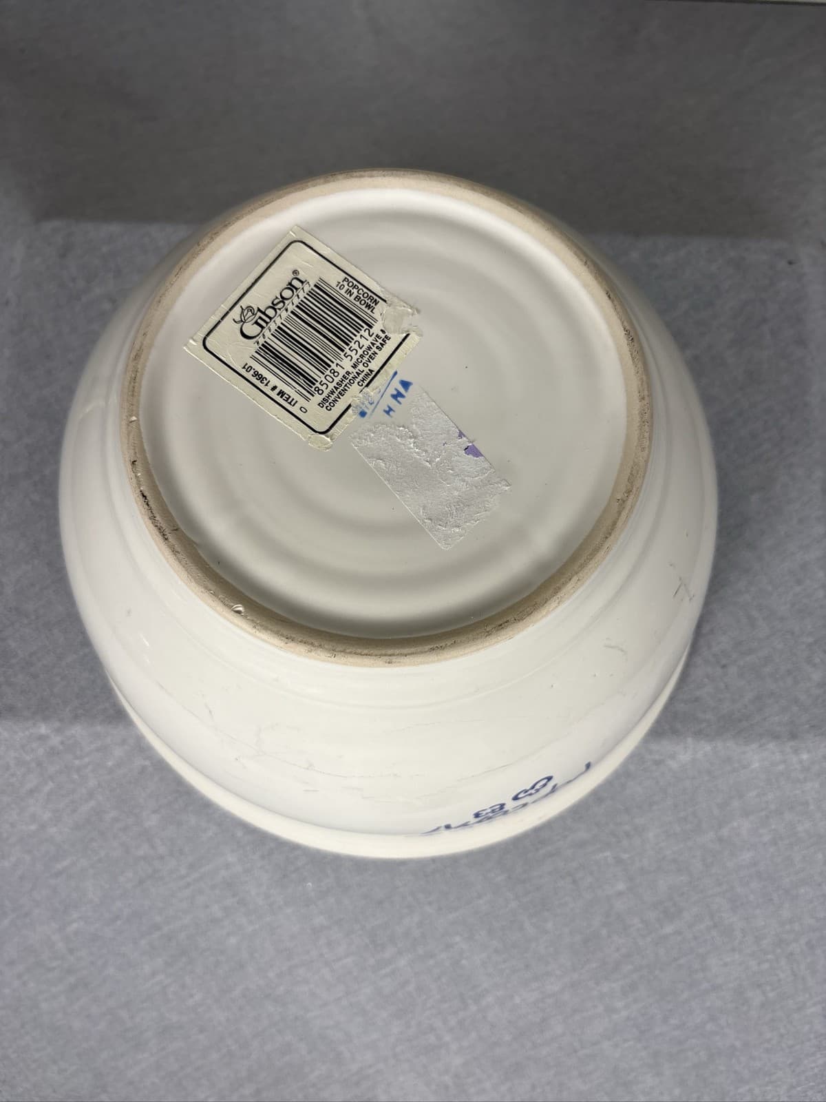 Gibson China I Love Popcorn Ceramic Bowl White Blue Snack Dish - Thumbnail 4