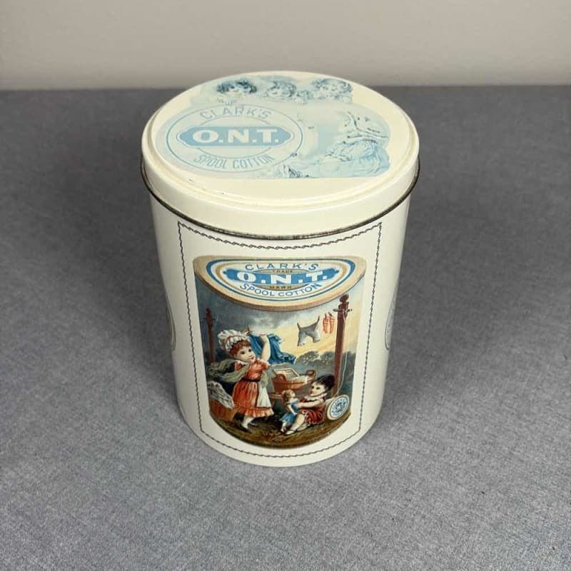 Vintage Clark's O.N.T. Spool Cotton Advertising Tin Canister Collectible