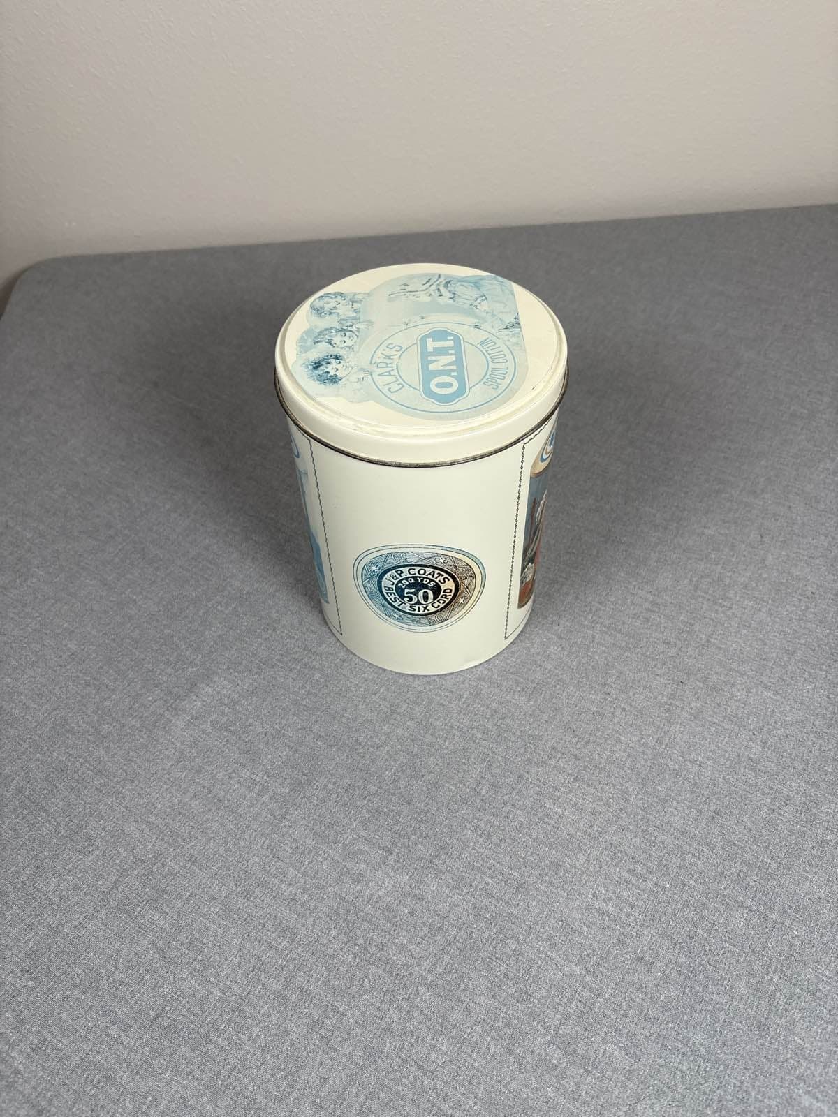 Vintage Clark's O.N.T. Spool Cotton Advertising Tin Canister Collectible - Thumbnail 2