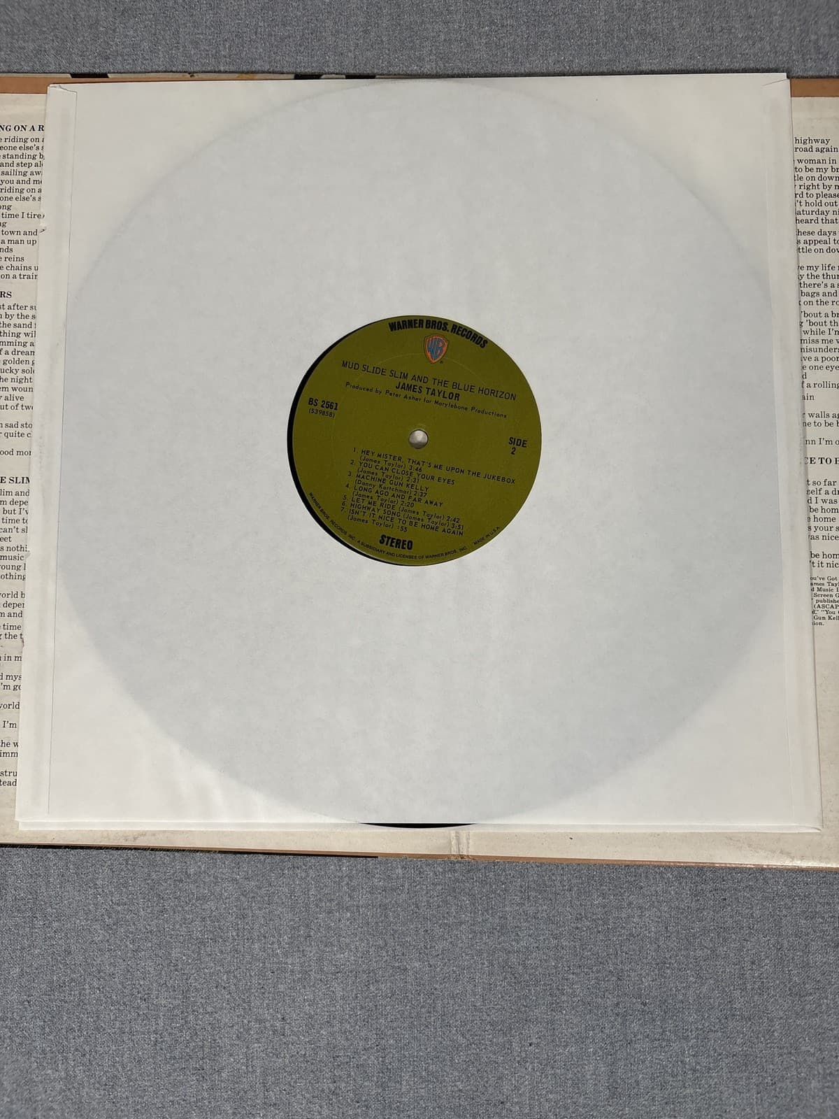 Signed James Taylor Mud Slide Slim LP Vinyl Record 1971 WB BS 2561 Autographed - Thumbnail 5