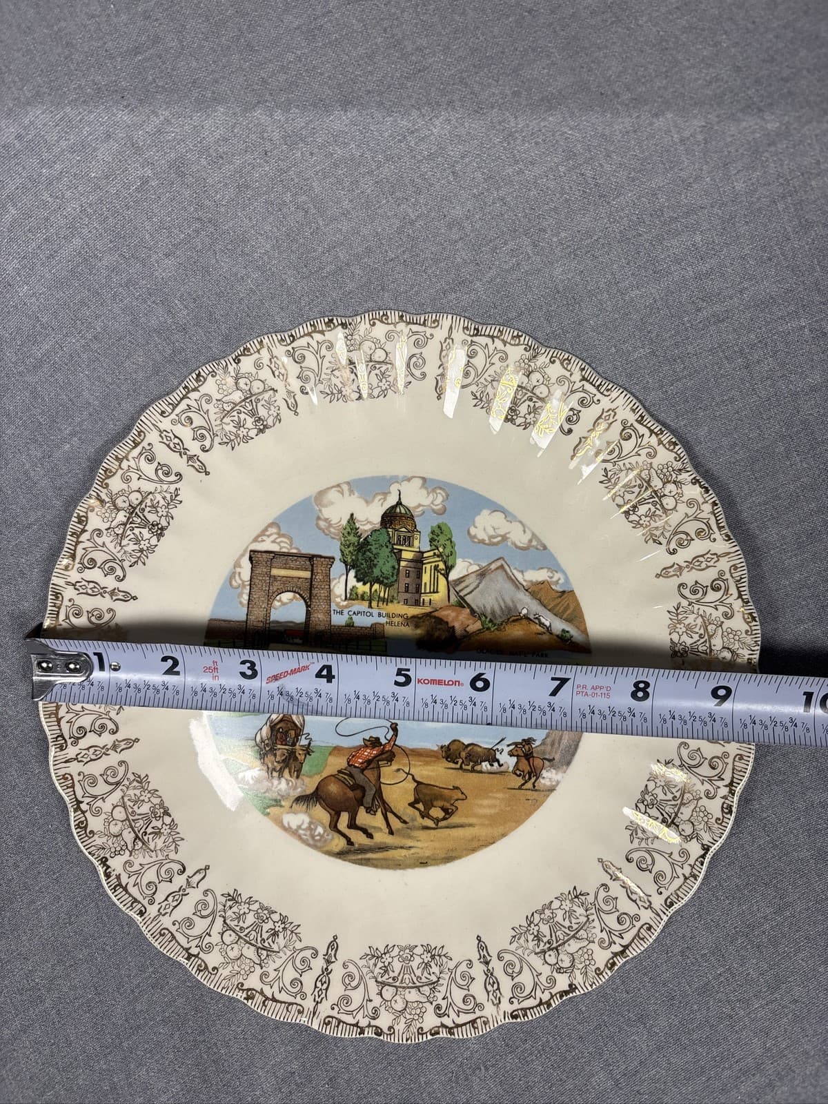 Vintage Montana Souvenir Collector Plate Land of Shining Mountains Gold Trim - Thumbnail 3
