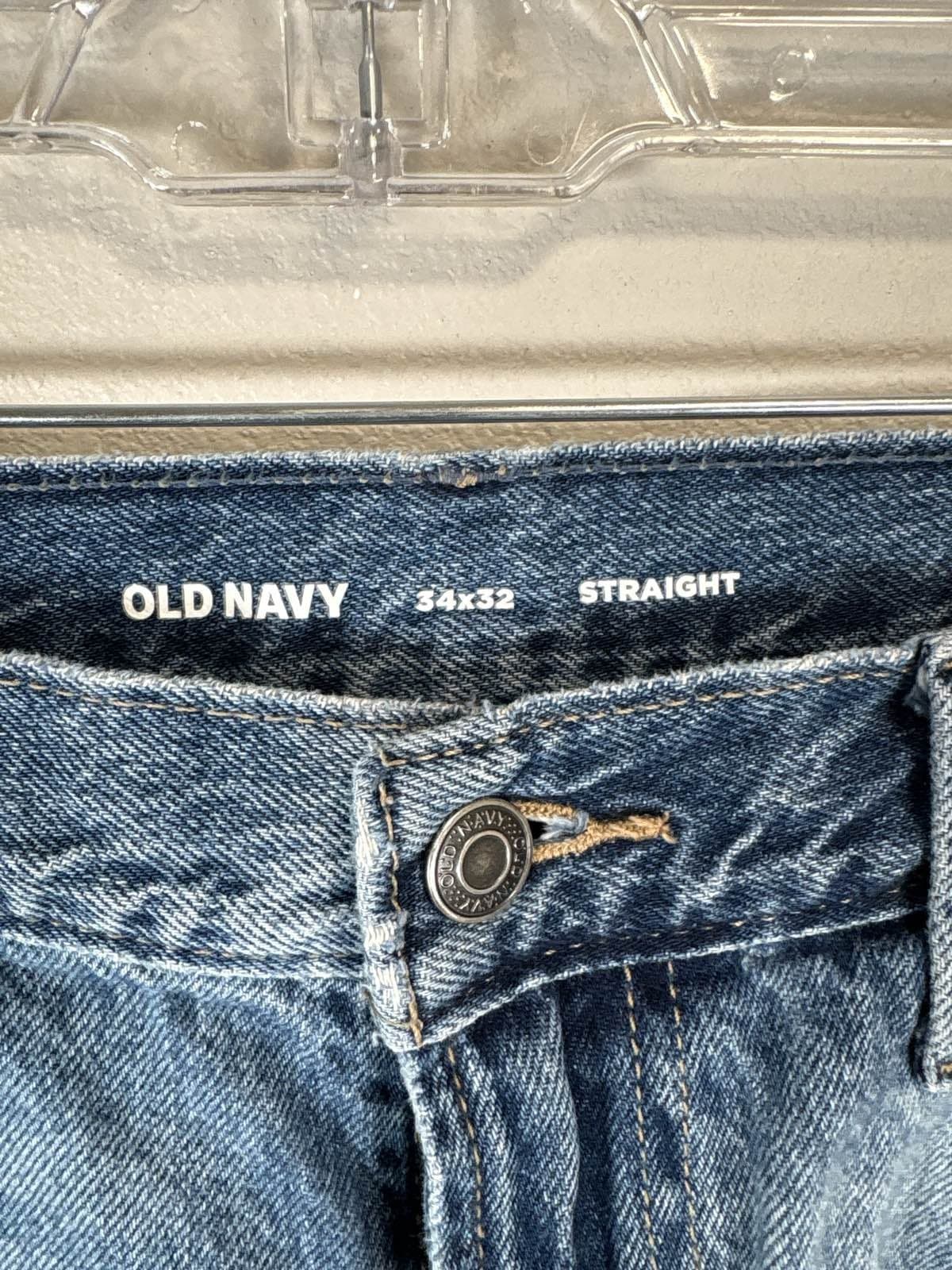 Old Navy Mens Jeans 34x32 Straight Leg Blue Light Wash Denim Pants - Thumbnail 2