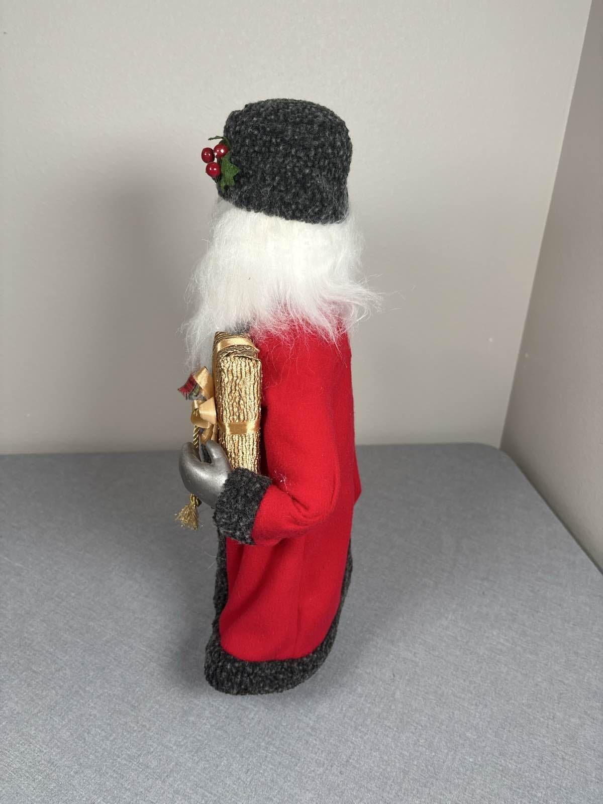 Santa Claus Figurine, Red Coat, Faux Fur, Holly Berries Standing 20” NWT - Thumbnail 2
