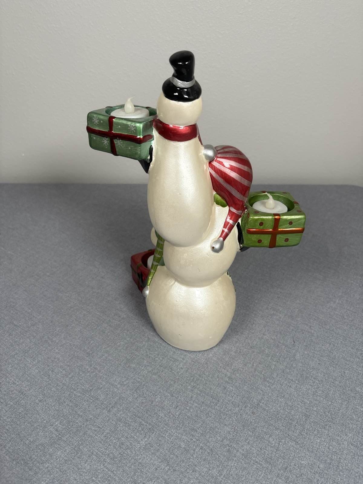 Yankee Candle Snowman Pile Up Tower 3 Tea Light Holder Christmas Winter Decor - Thumbnail 3